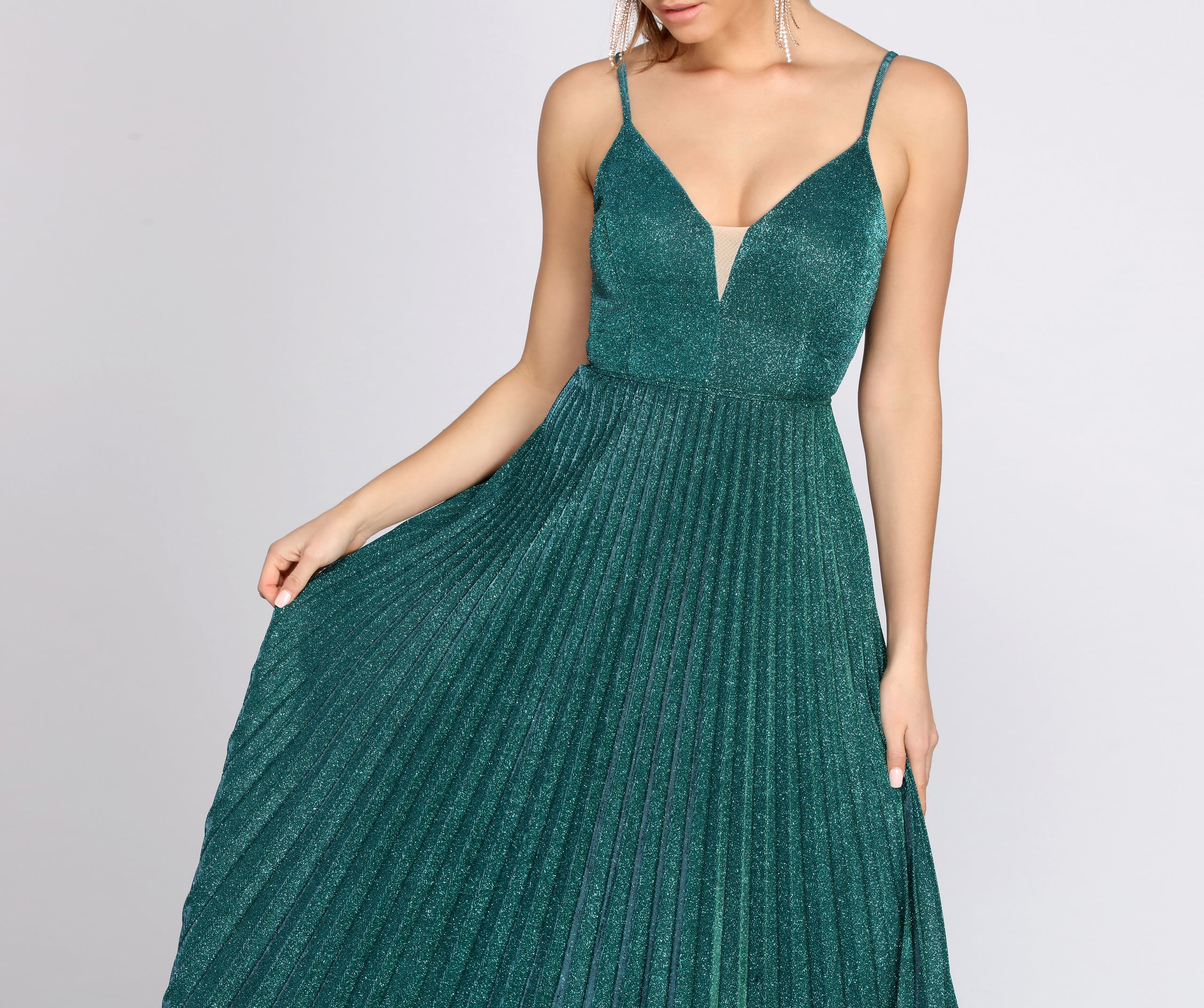 Aida Glitter Shine Pleated A-Line Dress - Image 4