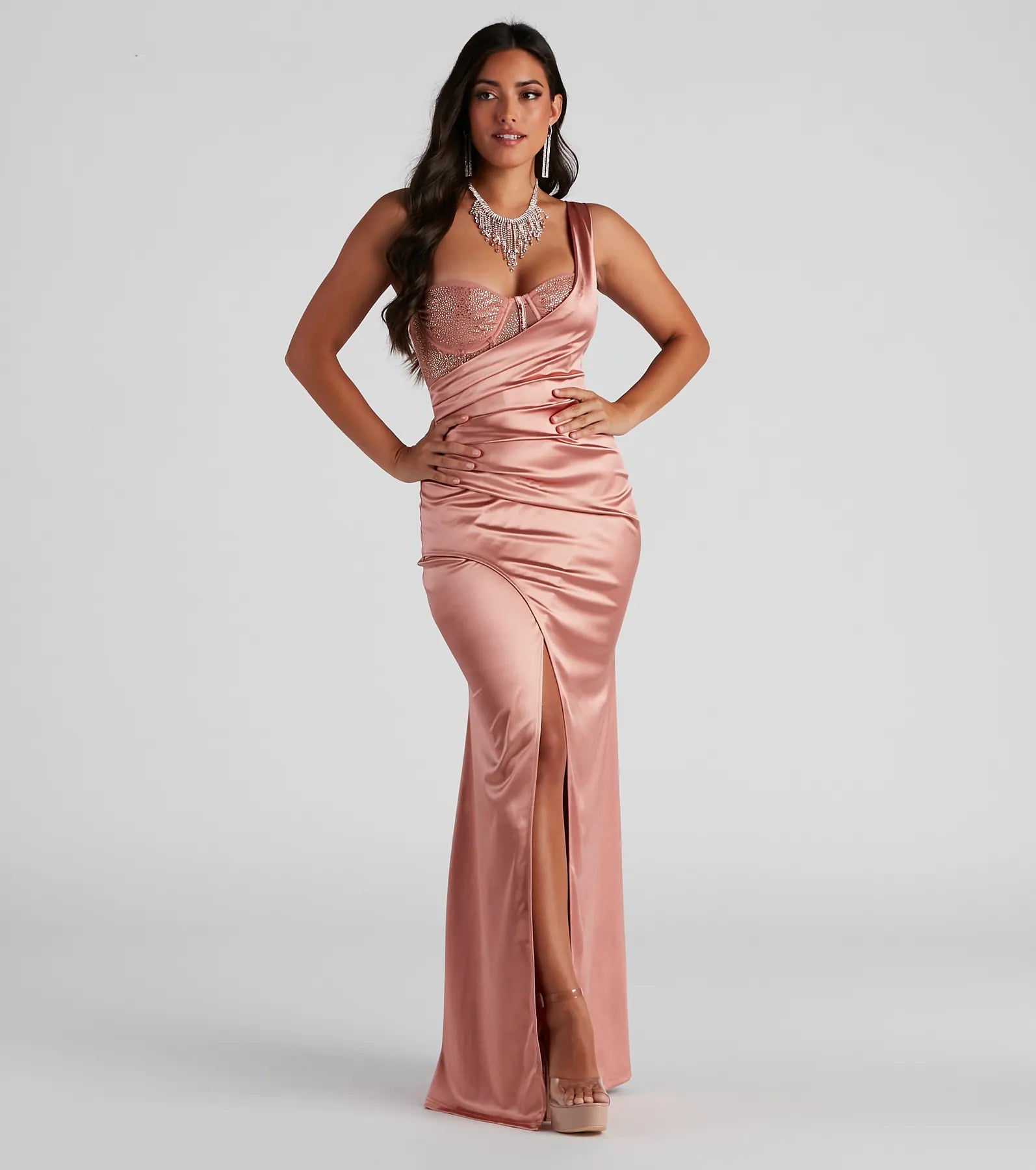 Myla Formal One-Shoulder Satin Dress - Image 3