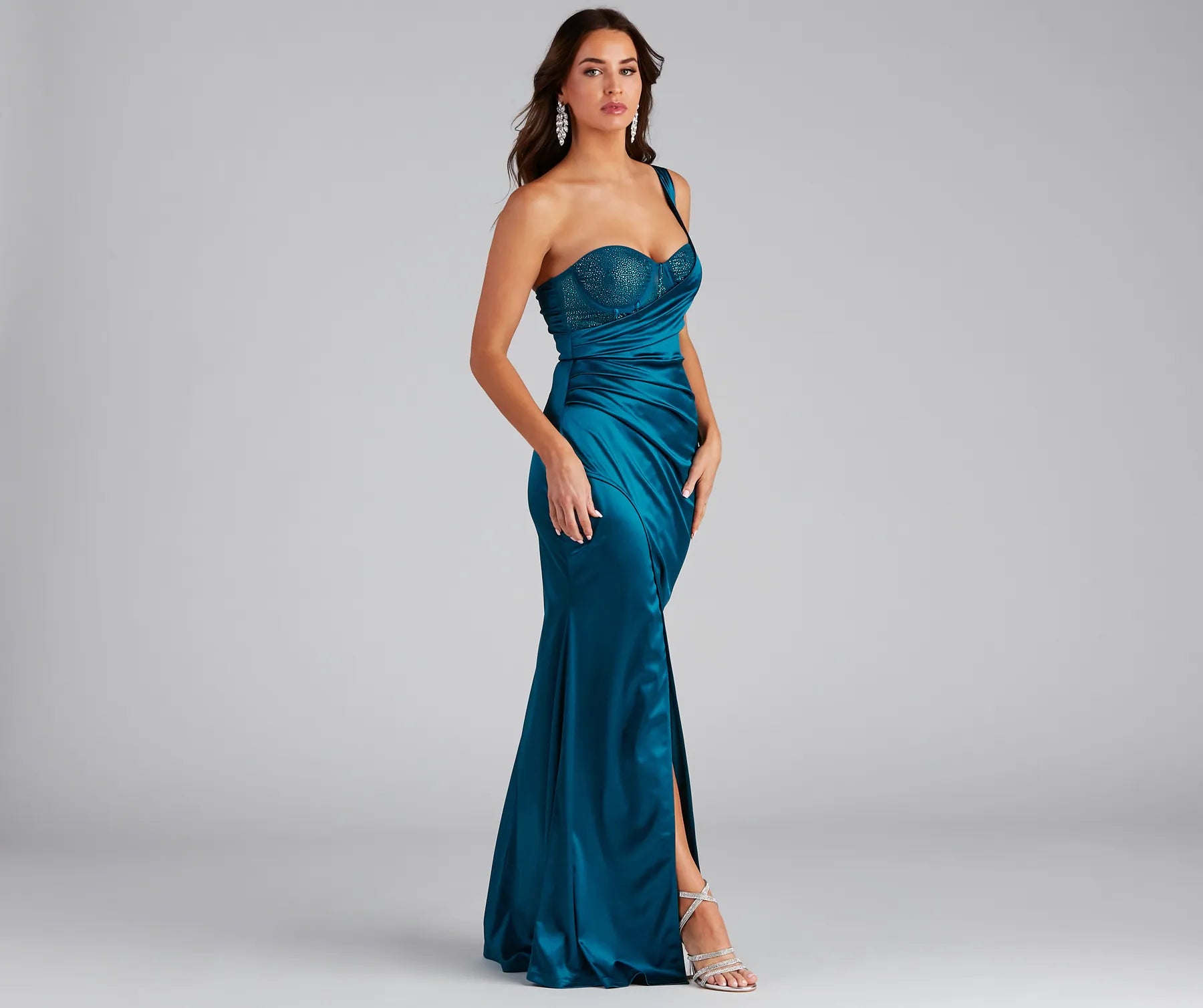 Myla Formal One-Shoulder Satin Dress - Image 7