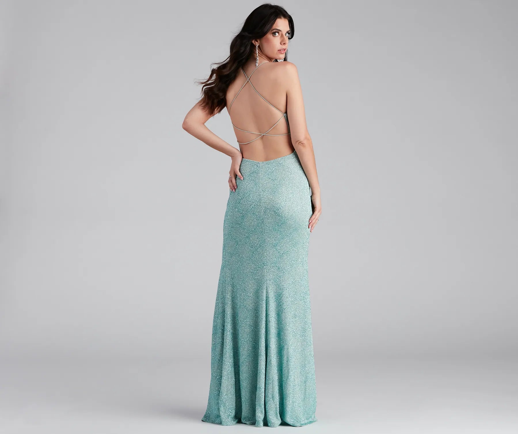 Doria Formal High Slit Glitter Dress - Image 6