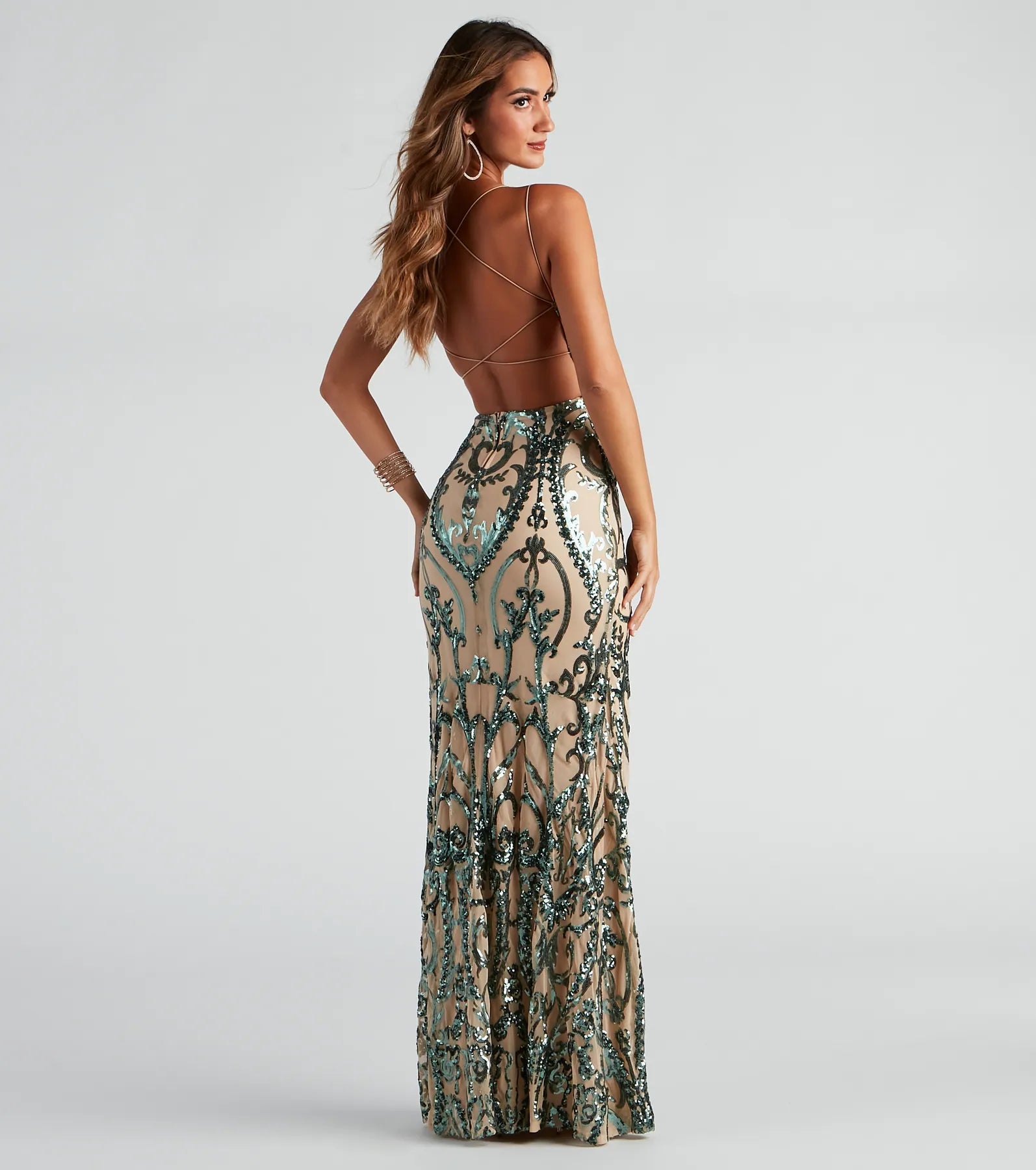 Natalie Sequin Scroll Formal Dress - Image 2