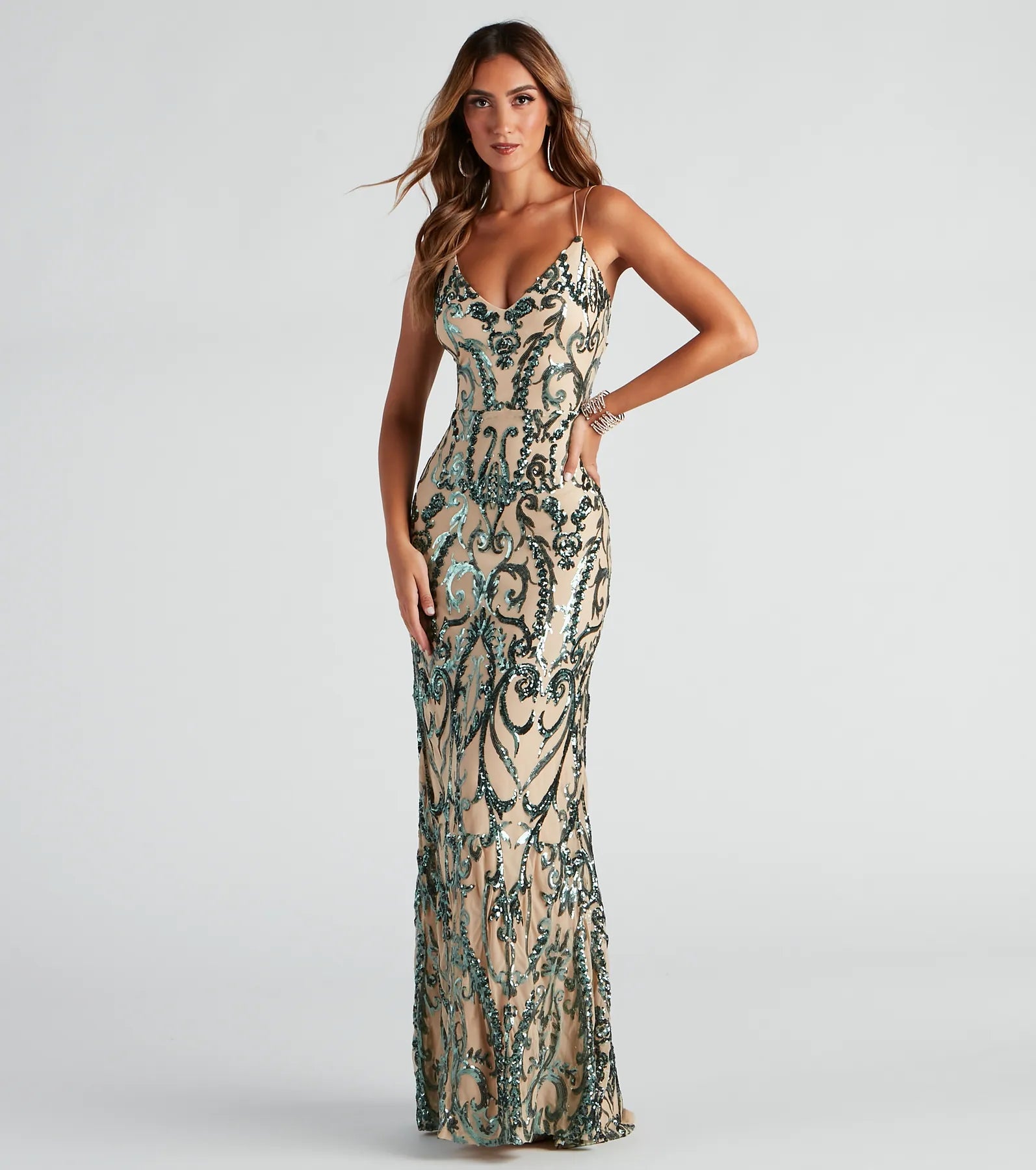 Natalie Sequin Scroll Formal Dress - Image 3