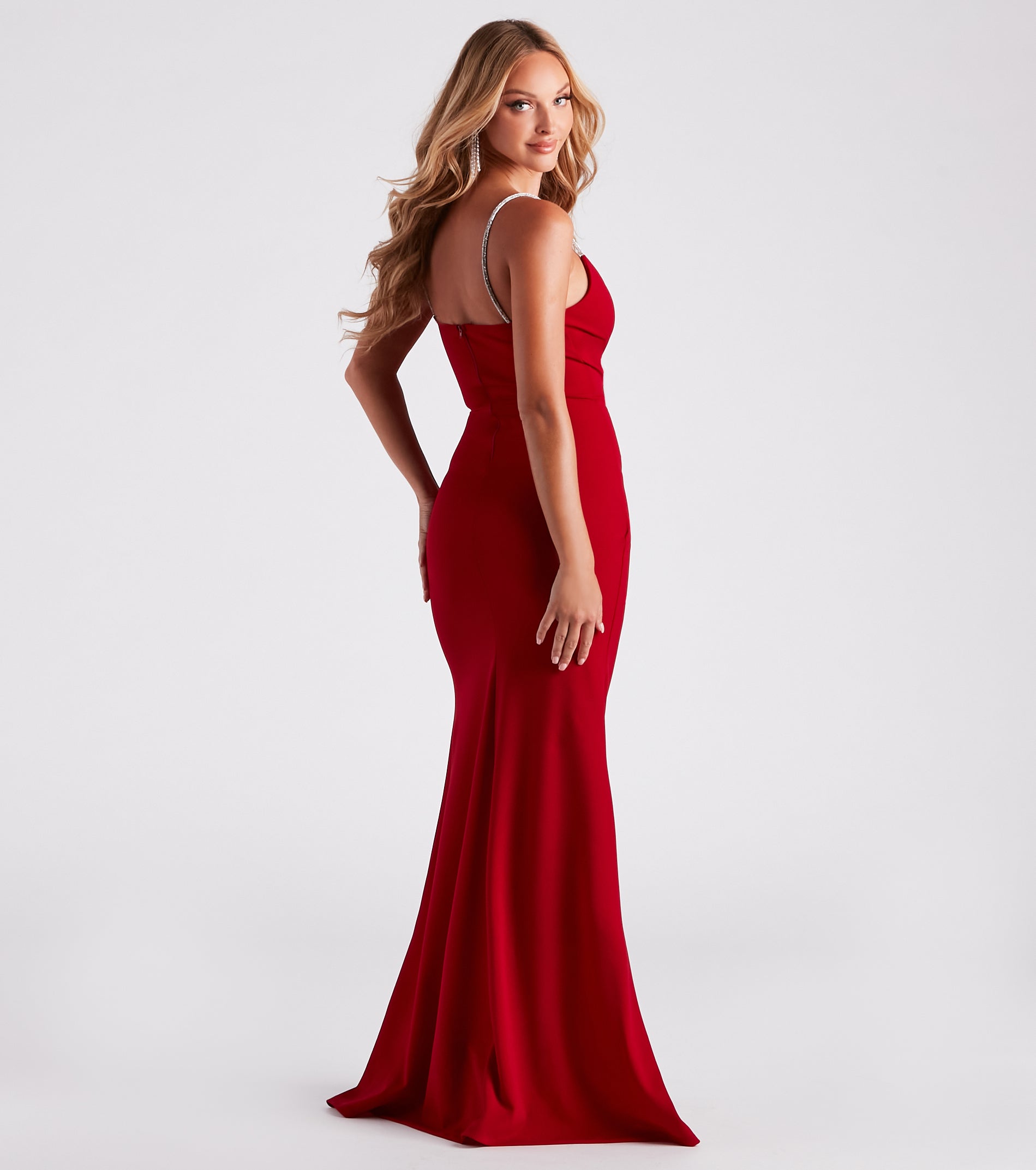Rosalie Rhinestone Strap Mermaid Wrap Dress - Image 2