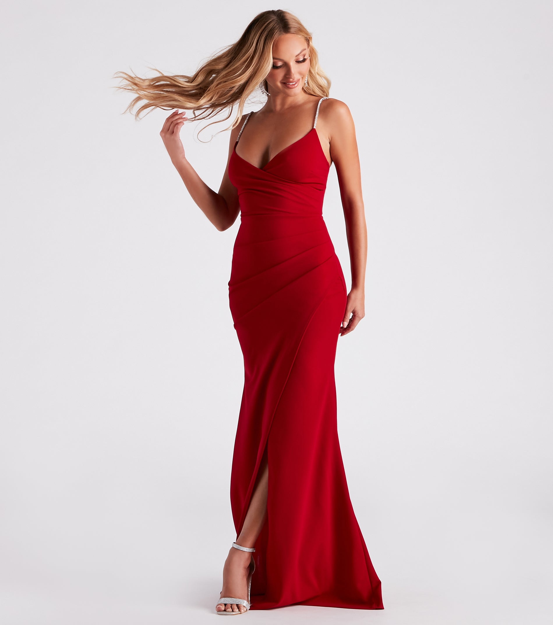 Rosalie Rhinestone Strap Mermaid Wrap Dress - Image 3