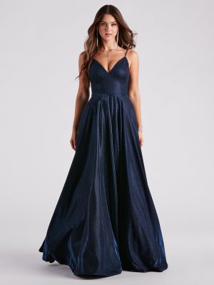Kimora Formal Woven Glitter A-Line Dress