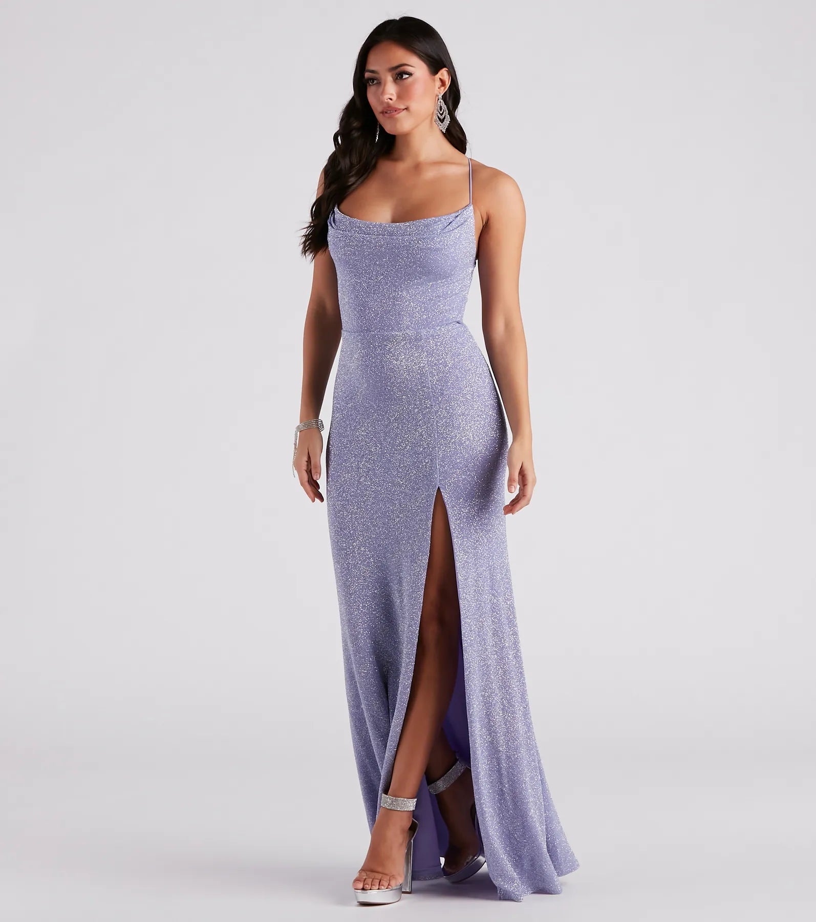 Doria Formal High Slit Glitter Dress - Image 11