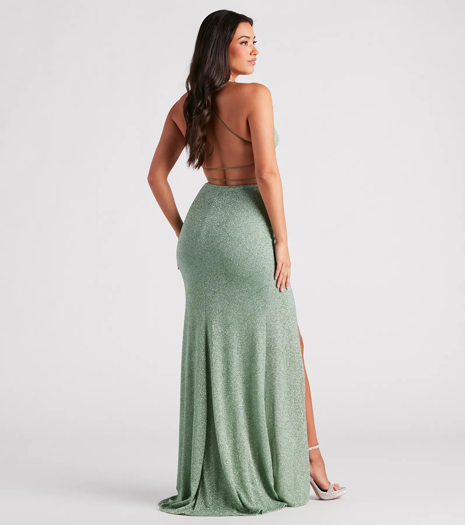 Raina Glitter Knit High Slit Mermaid Dress - Image 2
