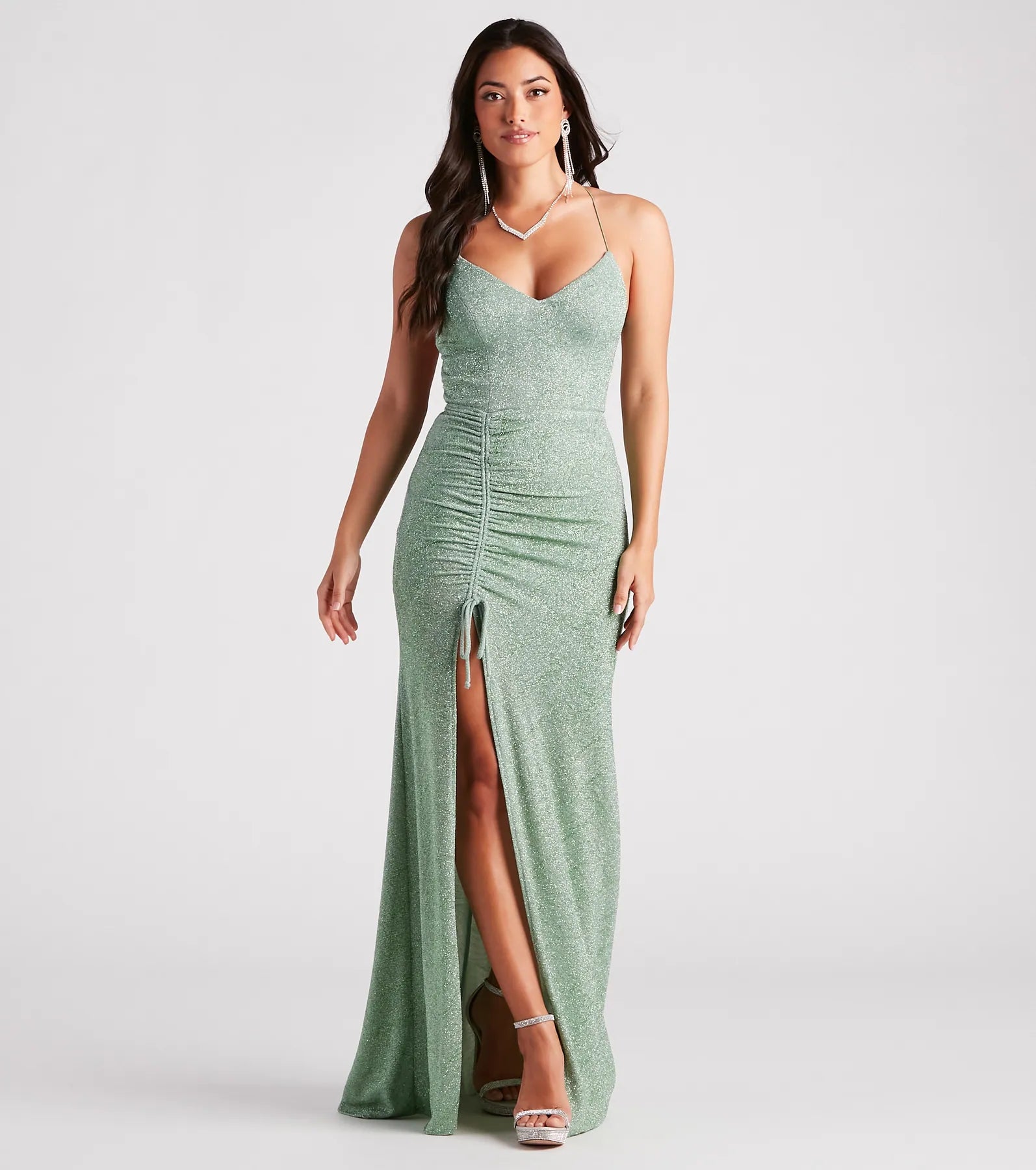Raina Glitter Knit High Slit Mermaid Dress - Image 3