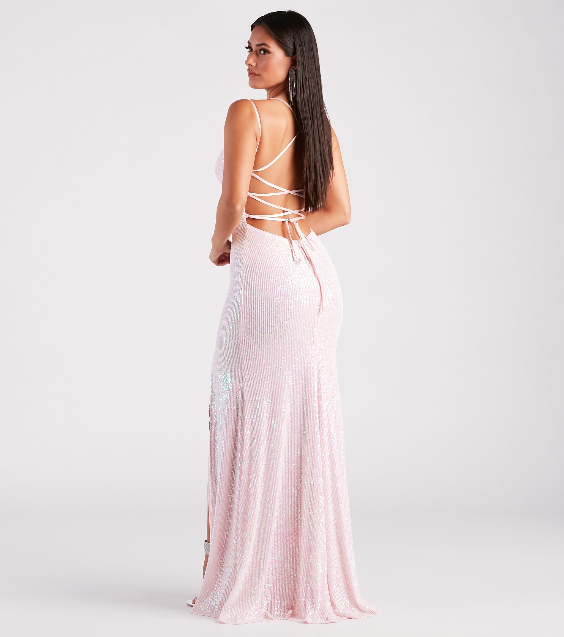 Maisel Formal Sequin Lace-Up Mermaid Dress - Image 2