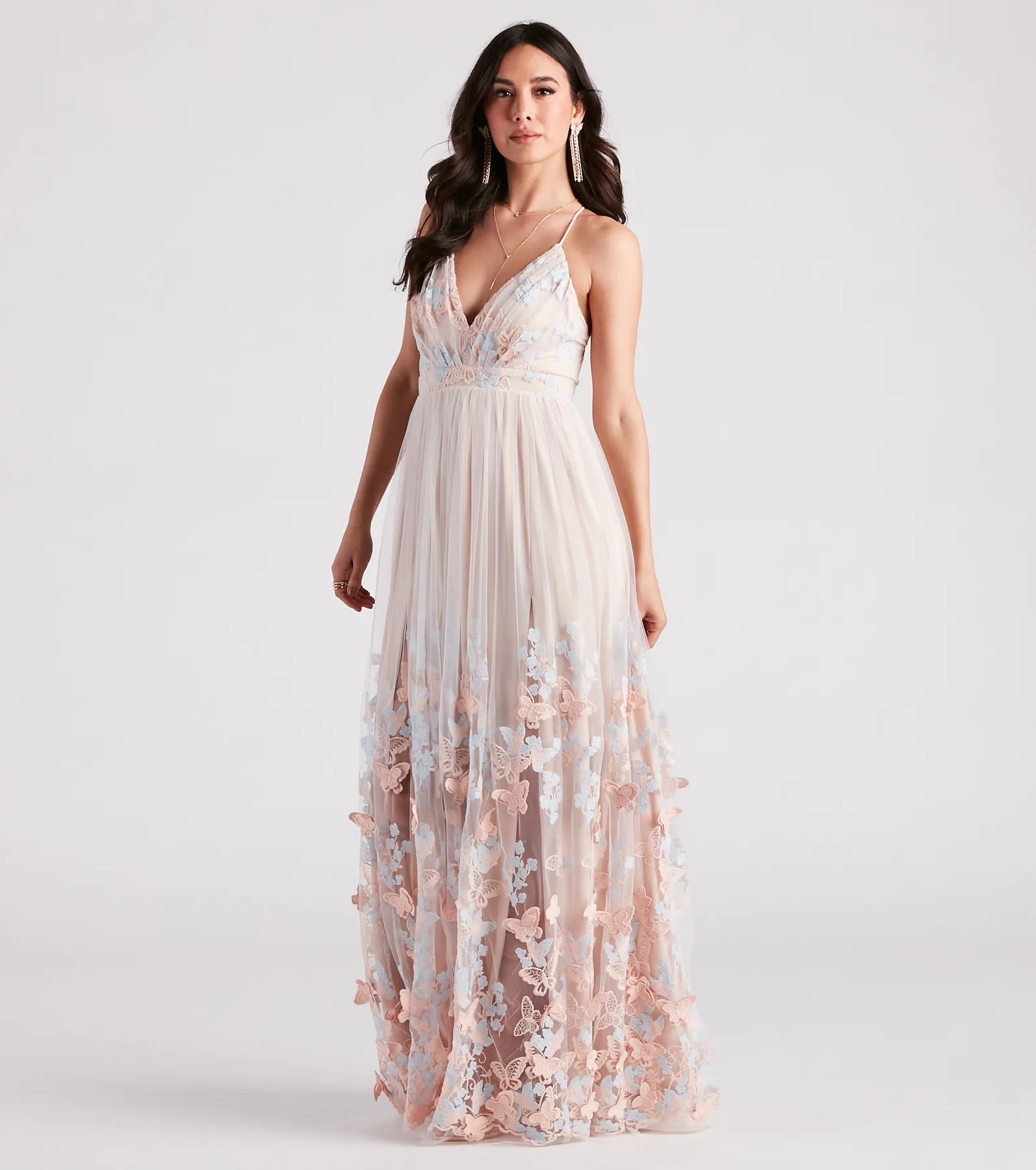 Parker Formal Butterfly Embroidered A-Line Dress - Image 3