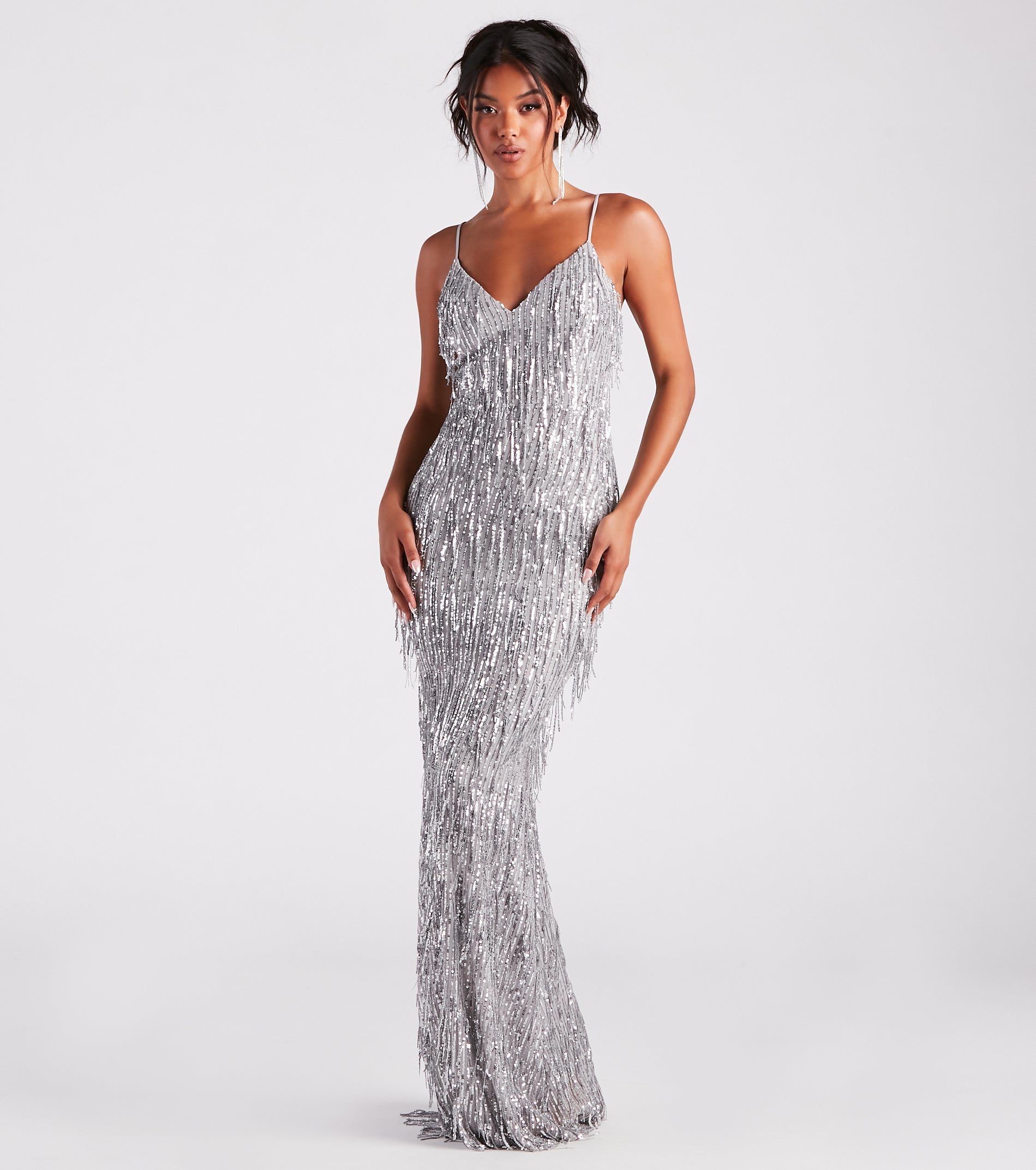 Rebekah Formal Sequin Fringe Mermaid Dress - Image 5