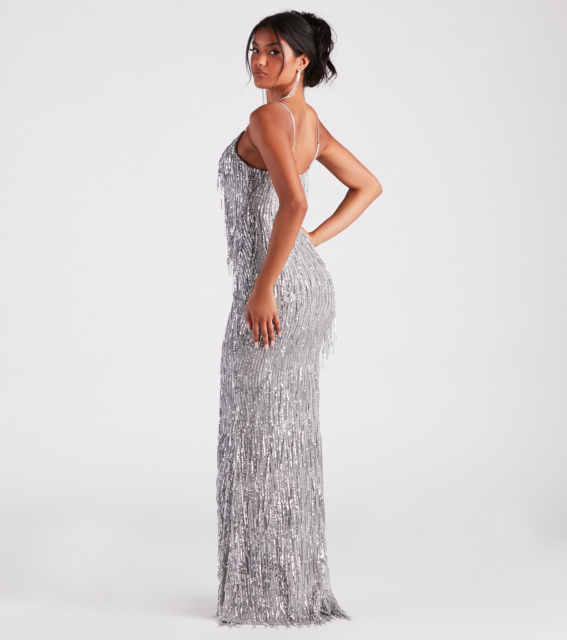 Rebekah Formal Sequin Fringe Mermaid Dress - Image 6