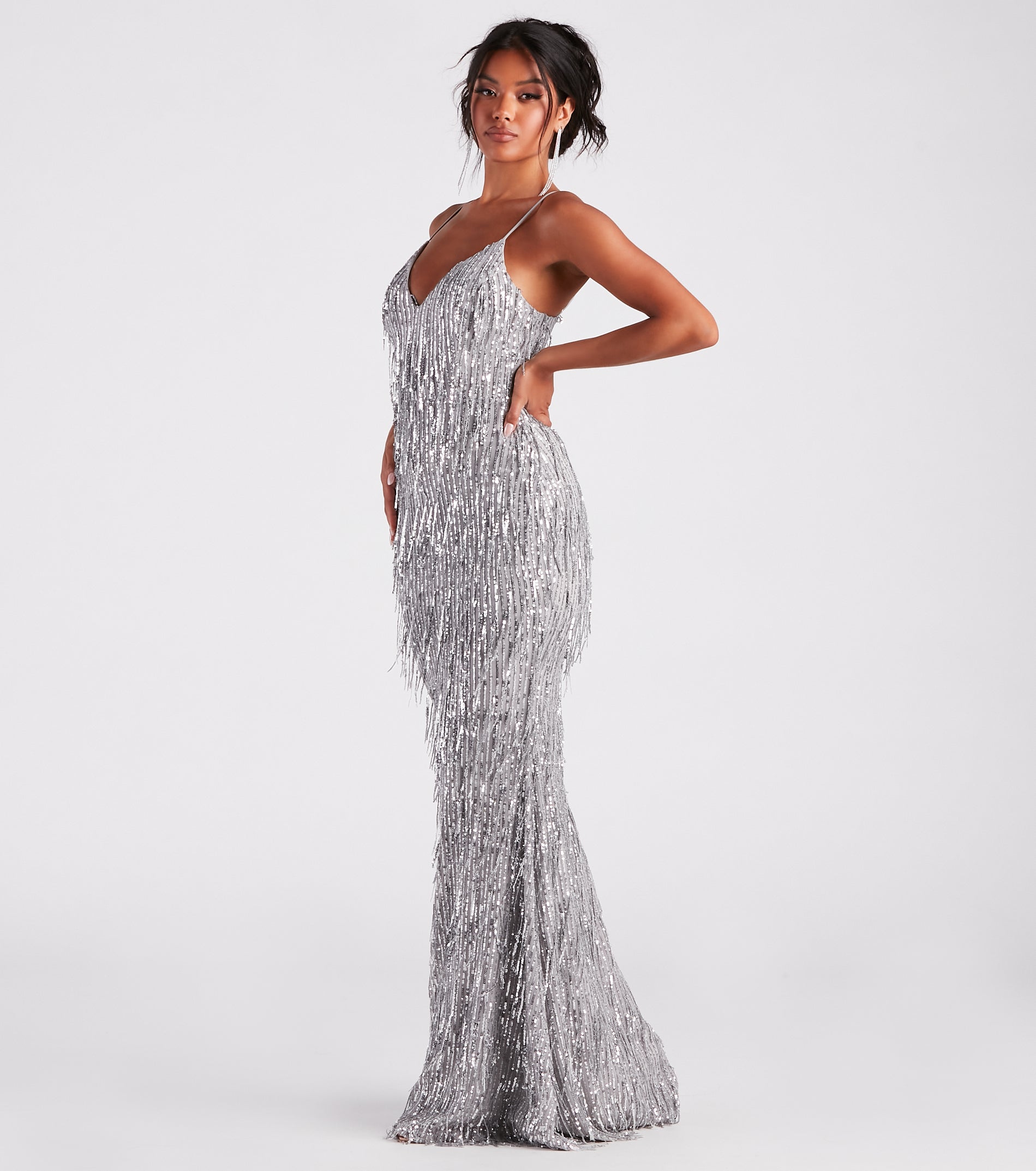 Rebekah Formal Sequin Fringe Mermaid Dress - Image 7