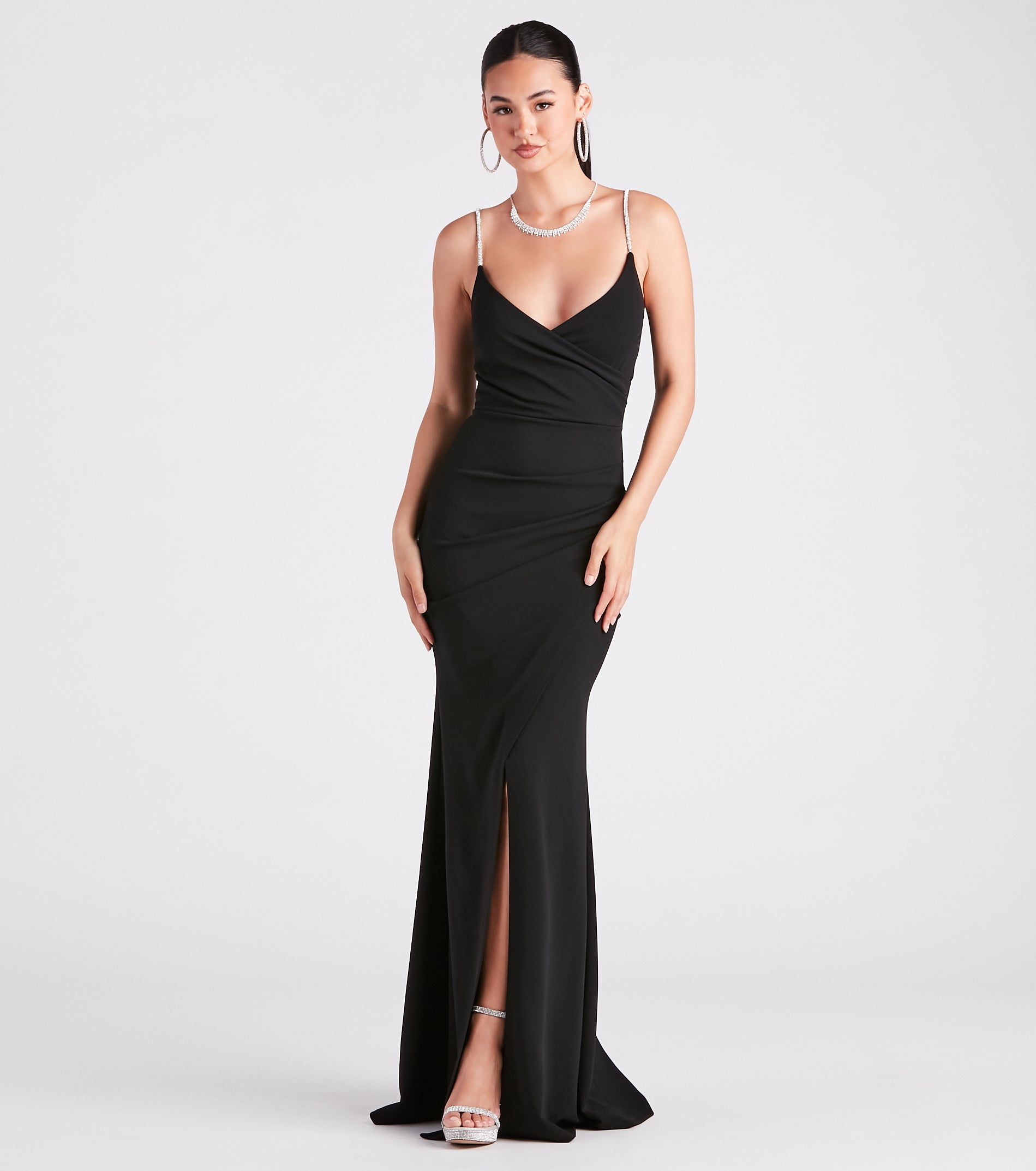 Rosalie Rhinestone Strap Mermaid Wrap Dress - Image 5