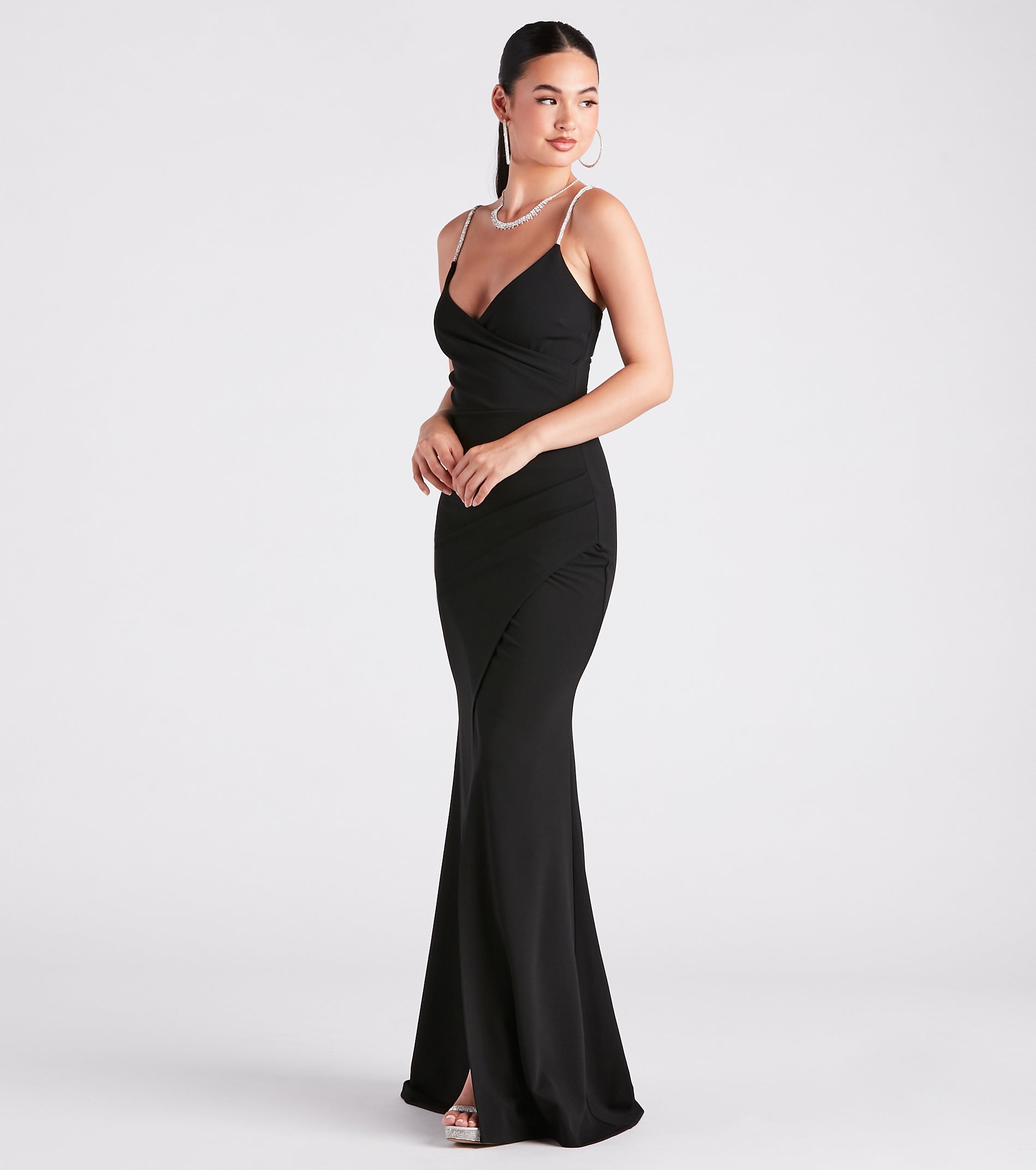 Rosalie Rhinestone Strap Mermaid Wrap Dress - Image 7