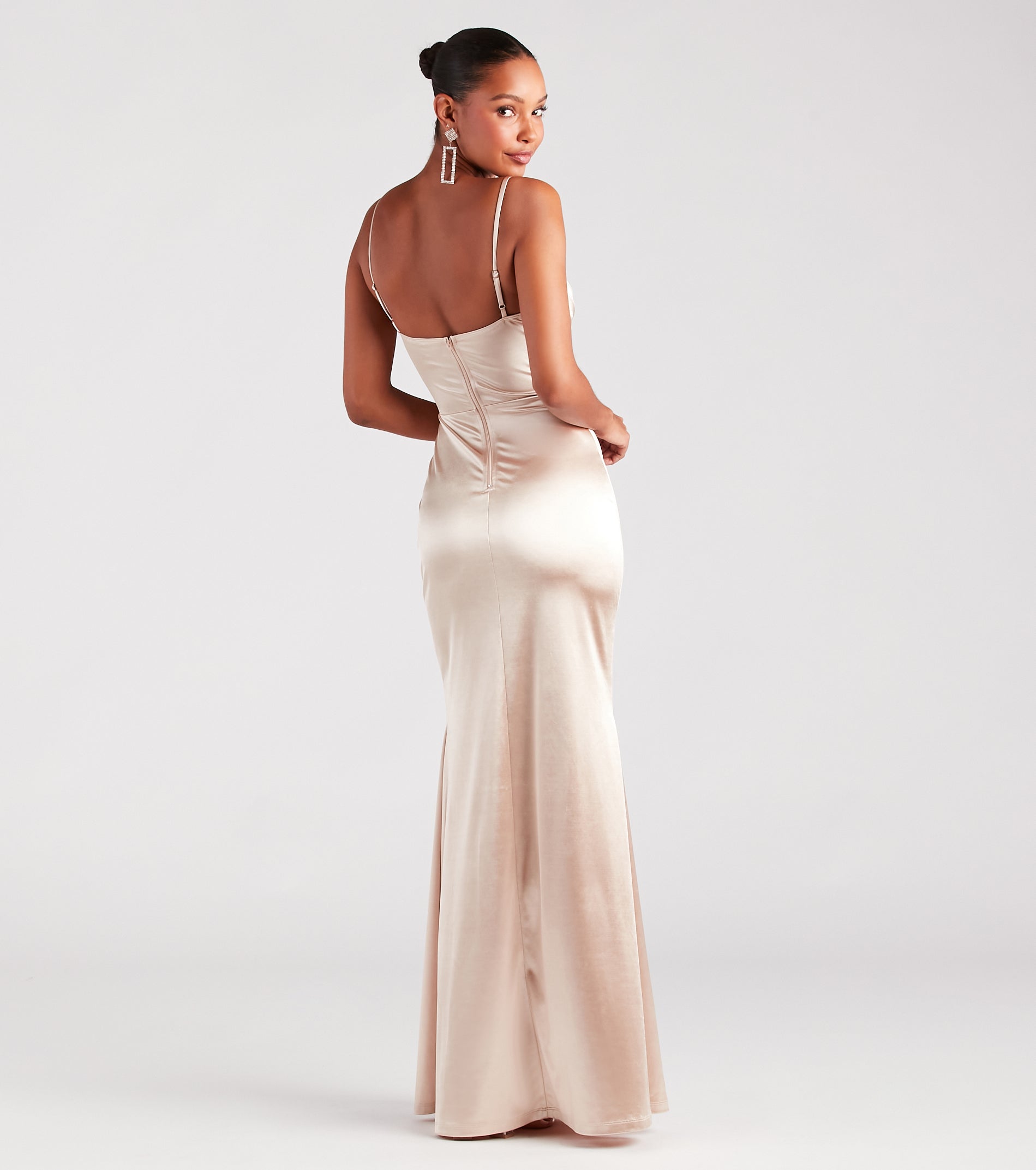 Rae Formal Satin Pleated Bust Mermaid Dress - Image 3