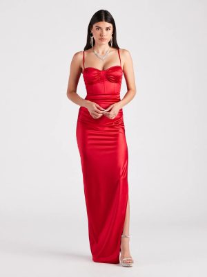 Eliora Formal Satin Corset Slim Dress