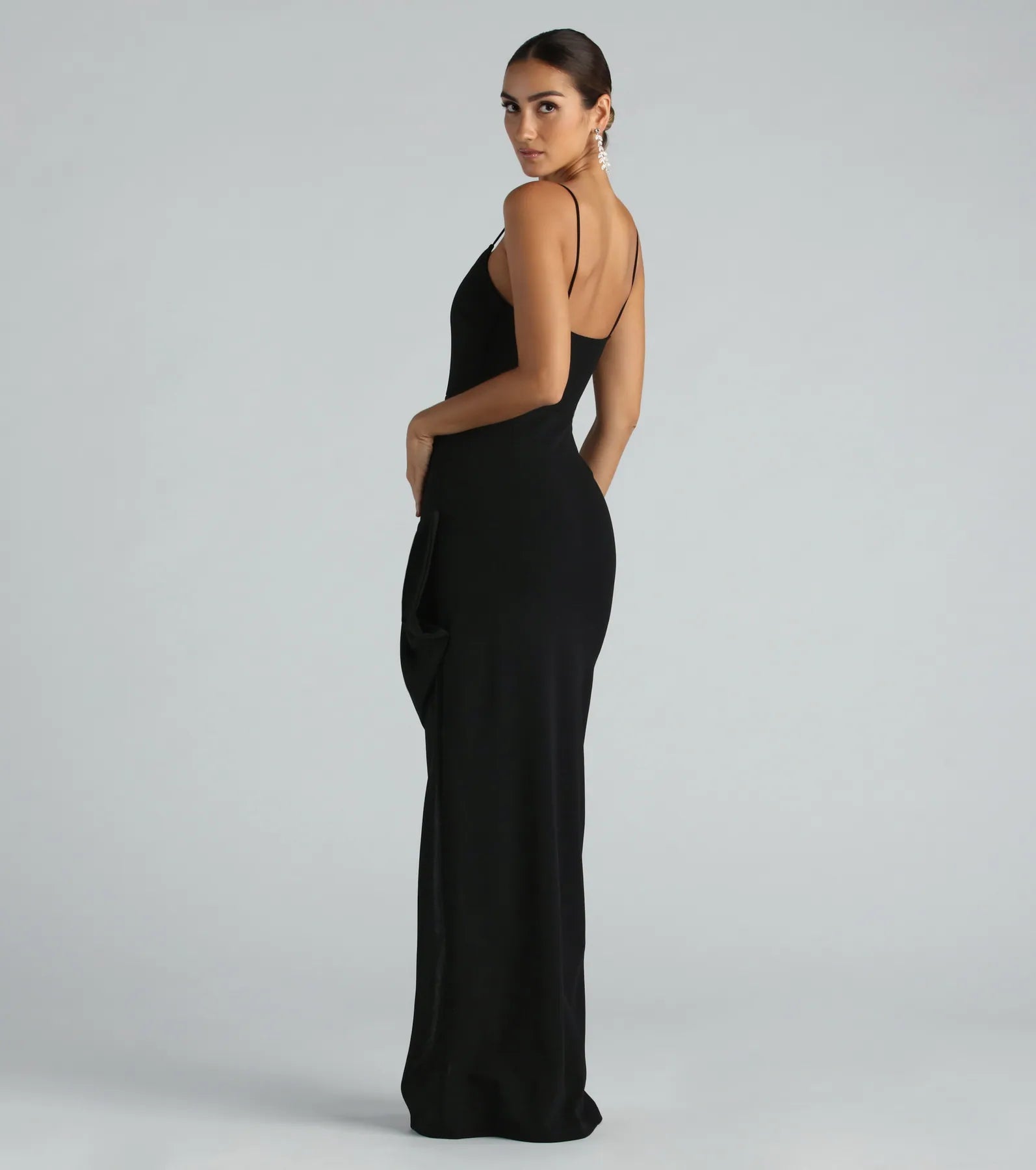 Luna Formal Crepe Bow Mermaid Long Dress - Image 2