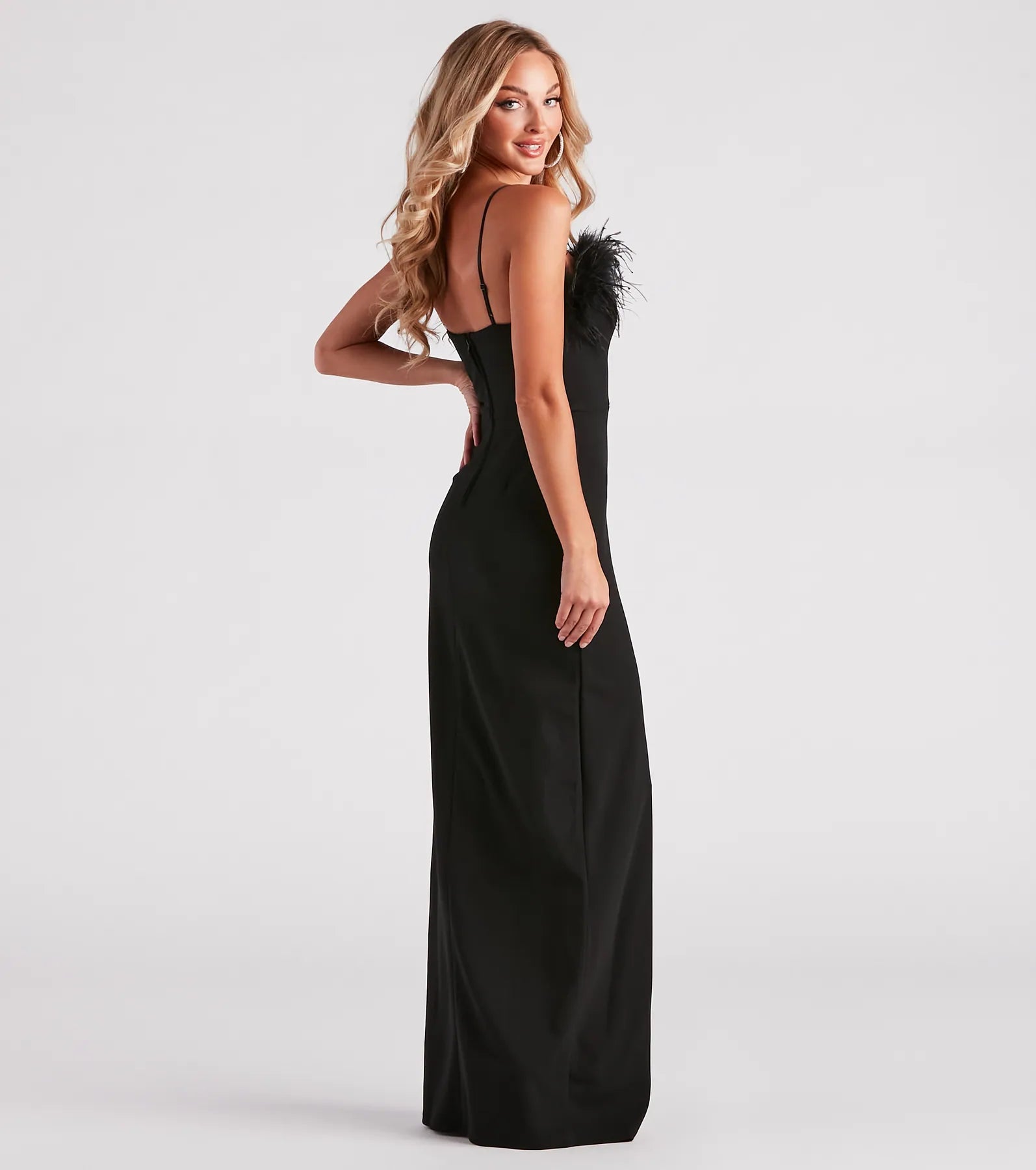 Joan Formal Crepe Feather Mermaid Dress - Image 2
