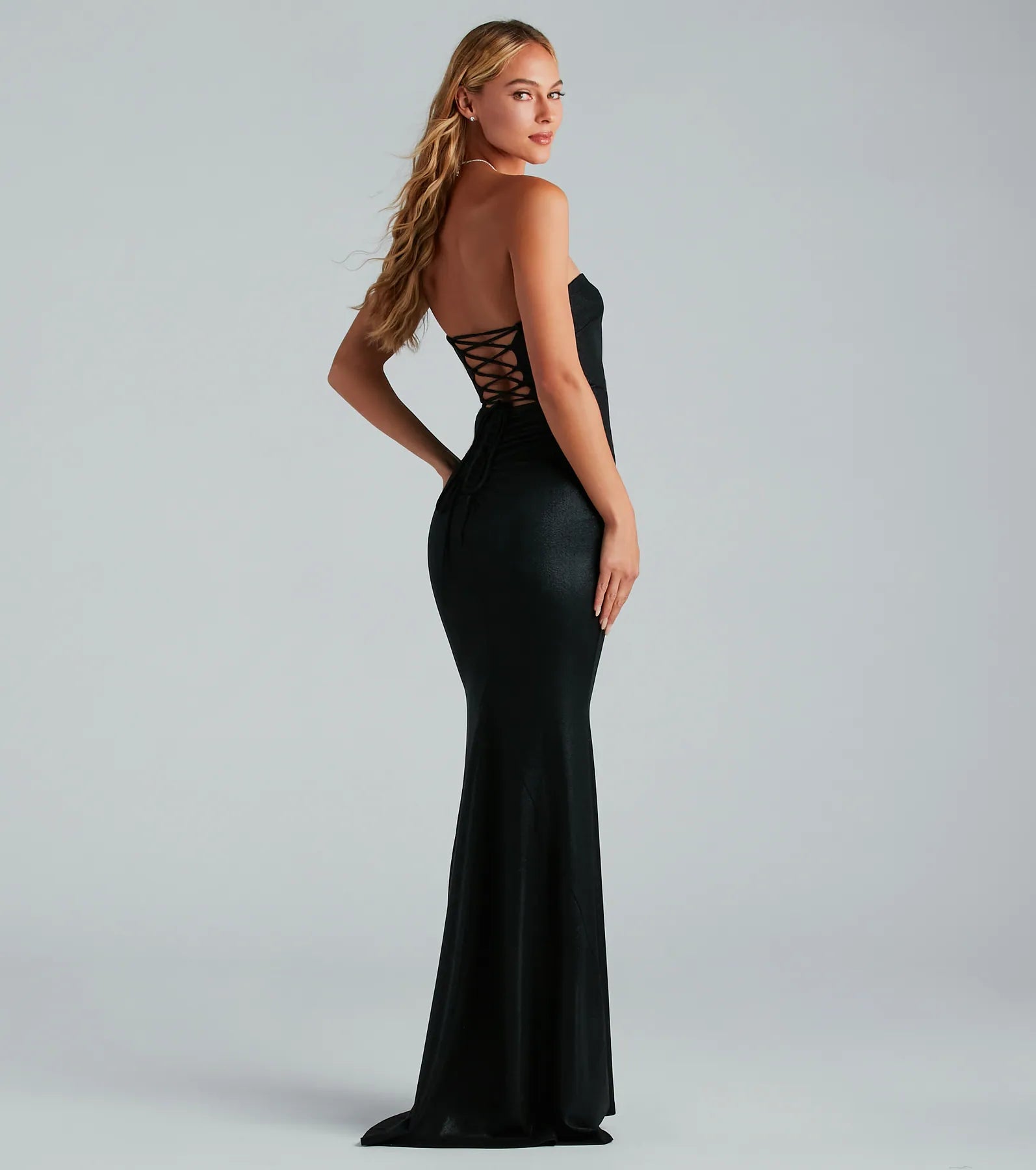 Makayla Formal Strapless Lace-Up Mermaid Dress - Image 2