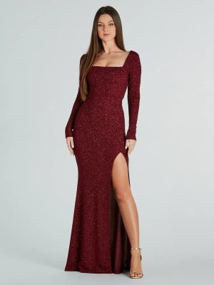 Caris Formal Glitter Lace-Up Mermaid Dress