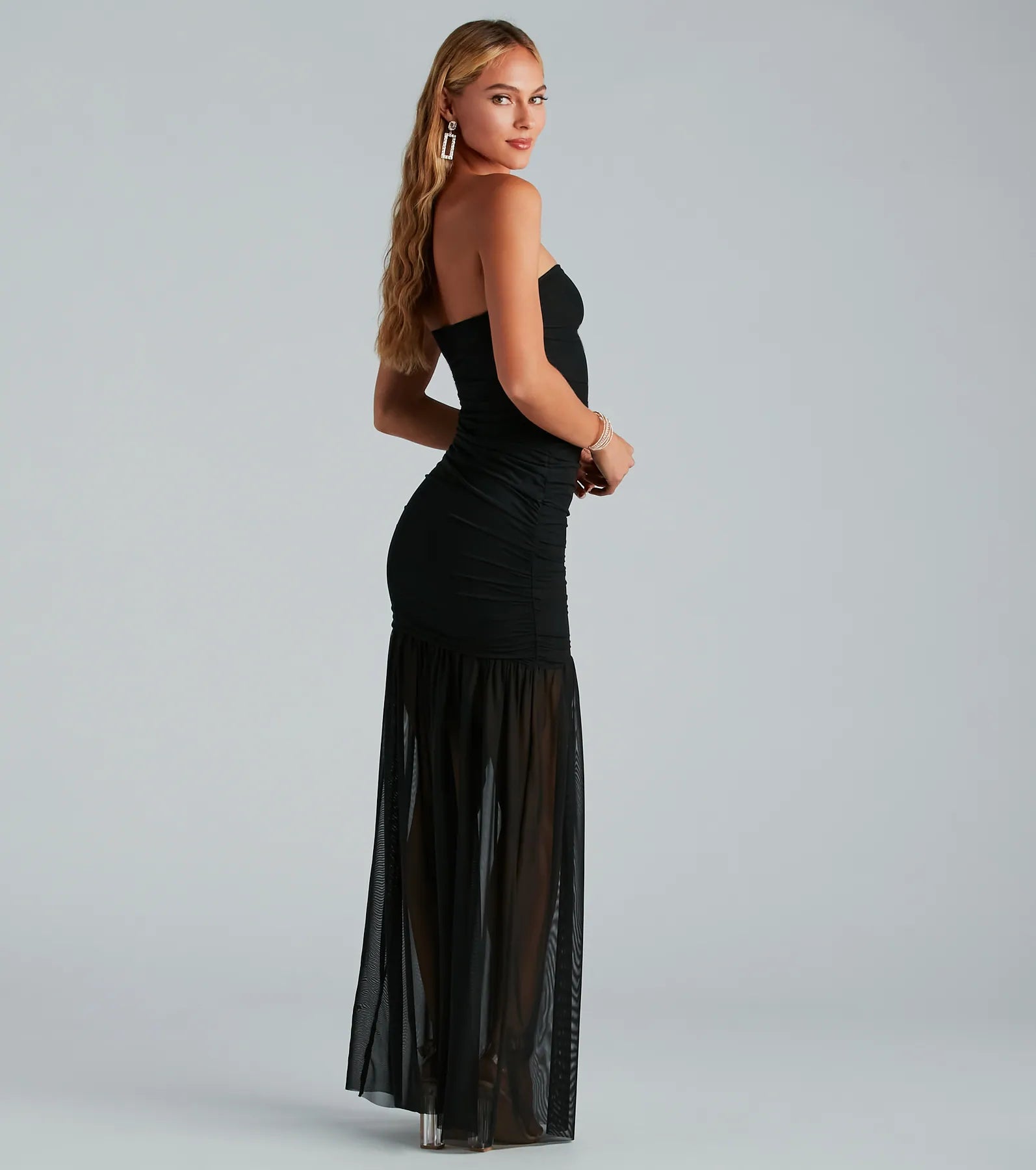 Shaliee Formal Mesh Strapless Mermaid Dress - Image 2