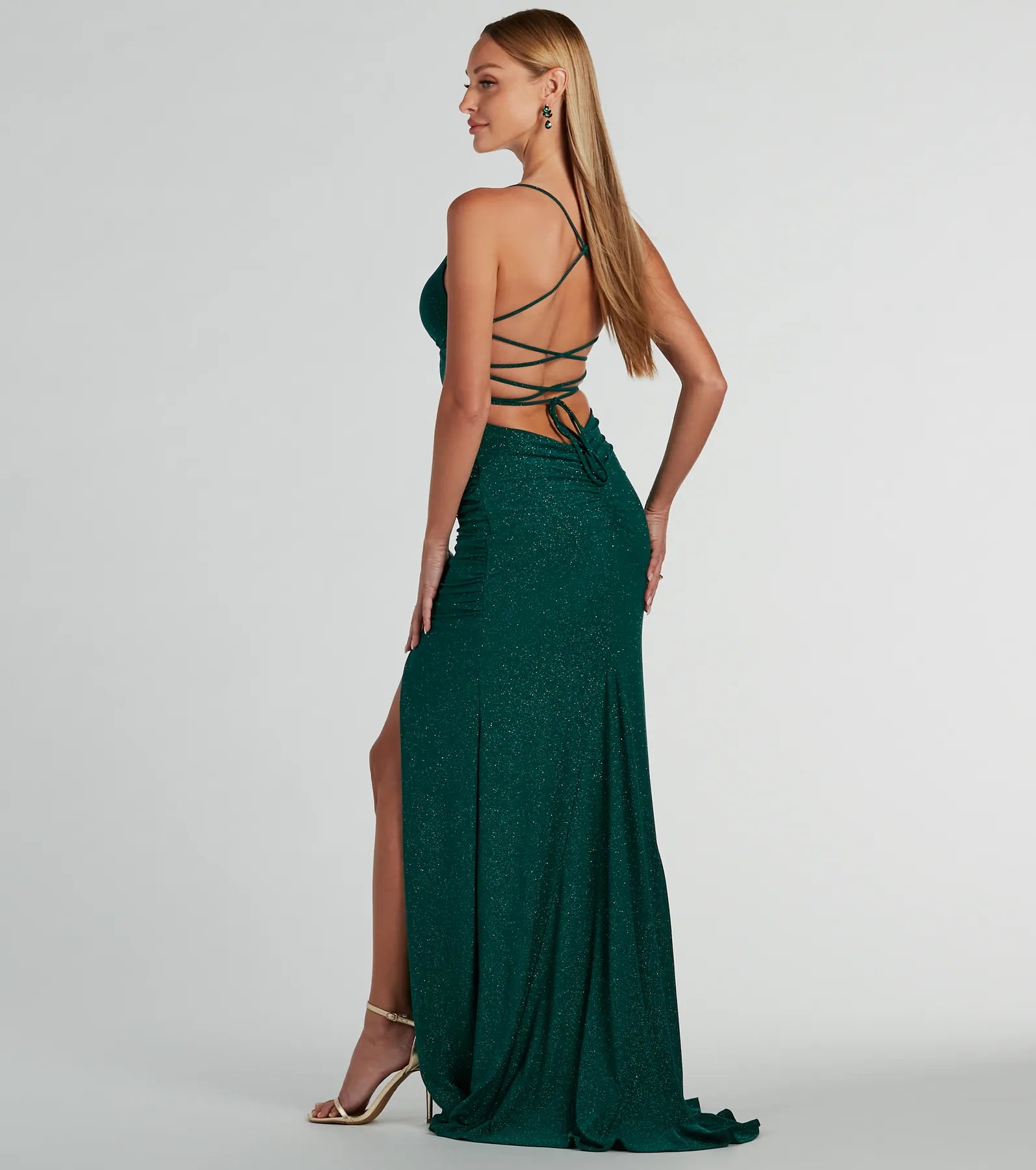 Ellora Lace Up Mermaid Glitter Formal Dress - Image 2
