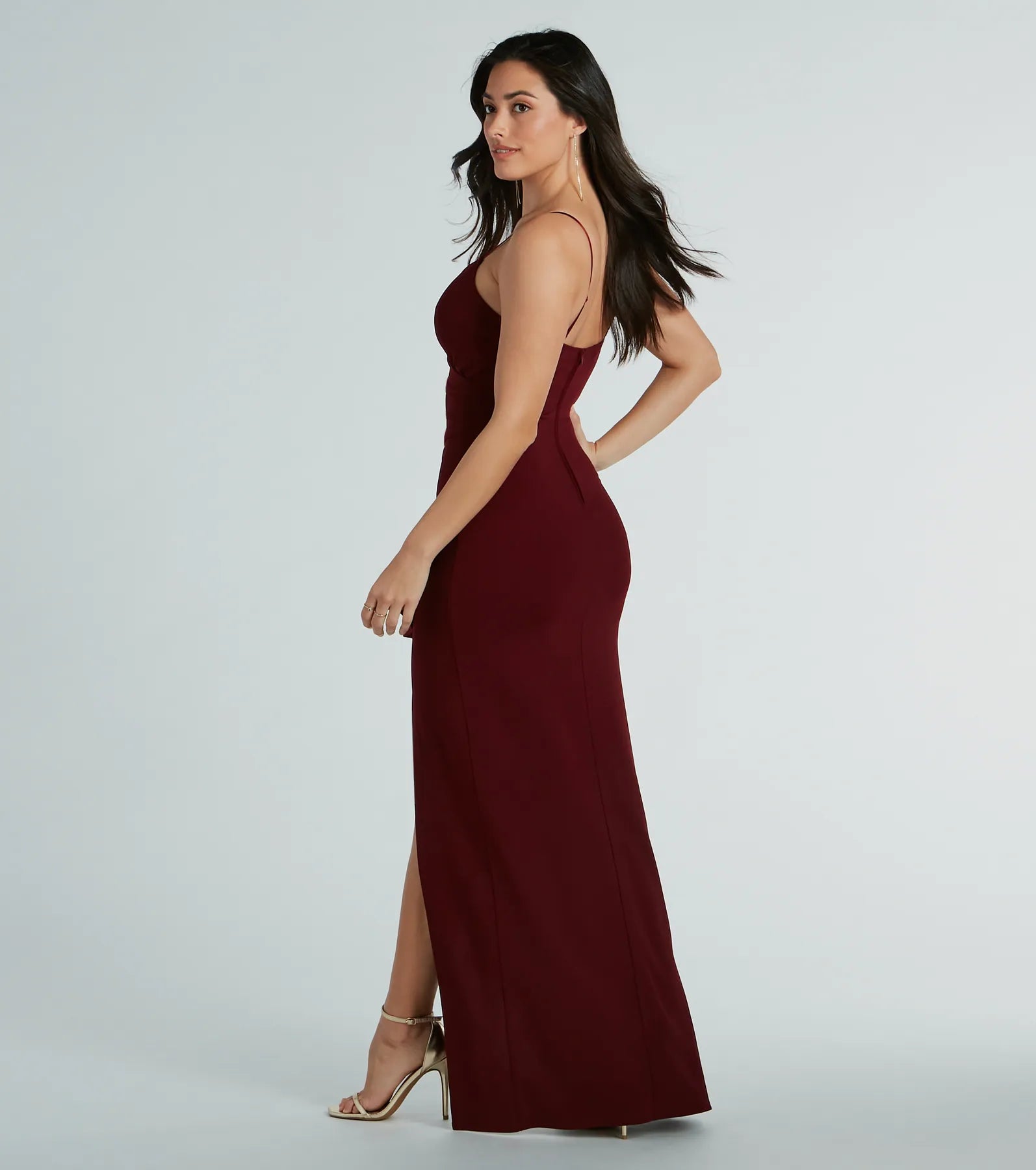 Miley V-Neck Ruffle Crepe Formal Dress - Image 2