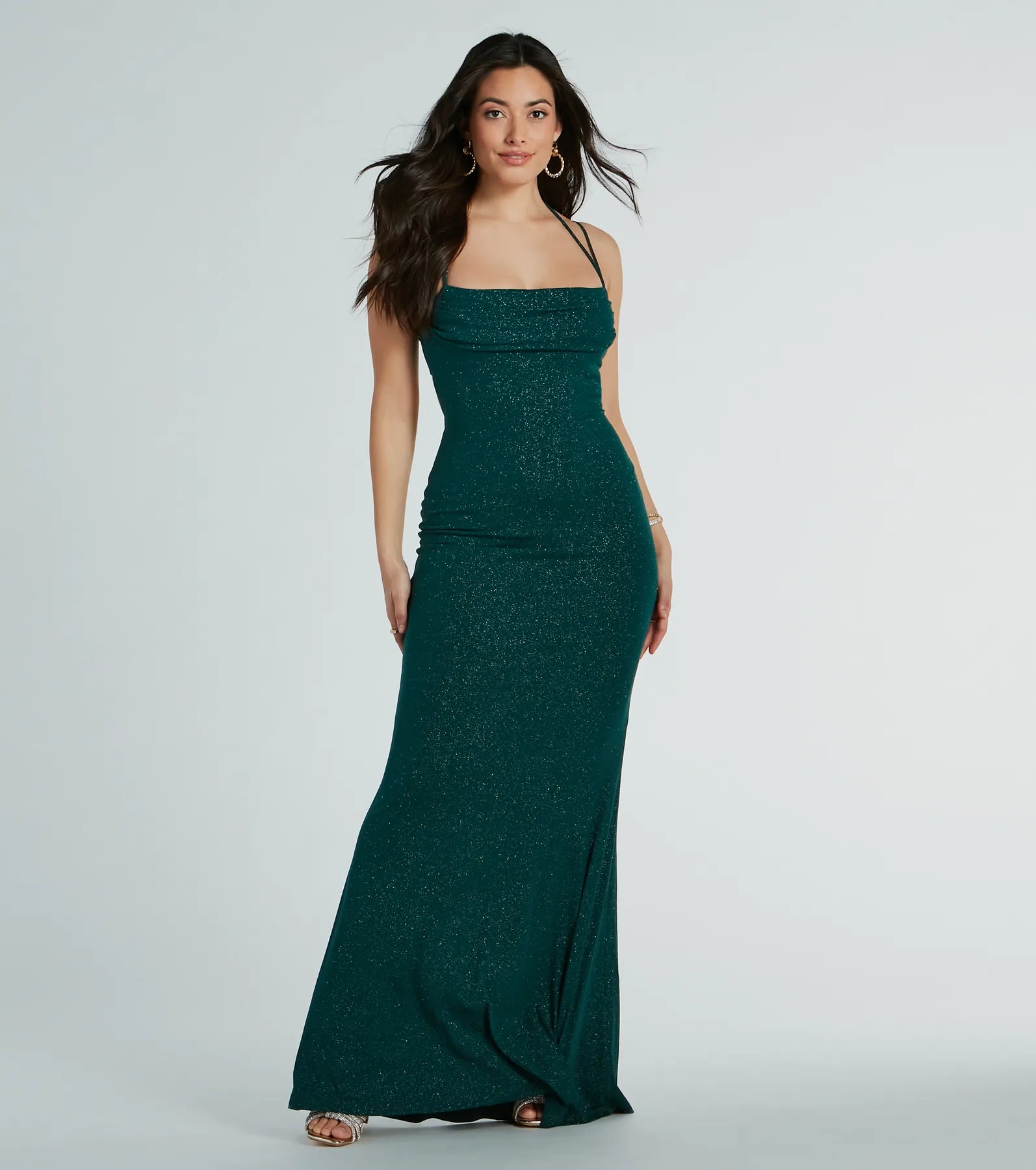 Katerina Square Neck Mermaid Glitter Formal Dress - Image 5