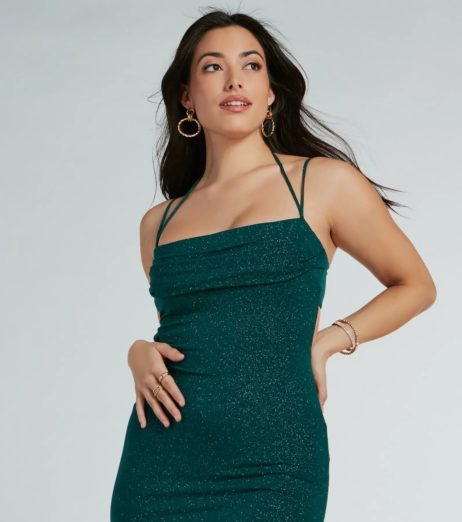 Katerina Square Neck Mermaid Glitter Formal Dress - Image 7