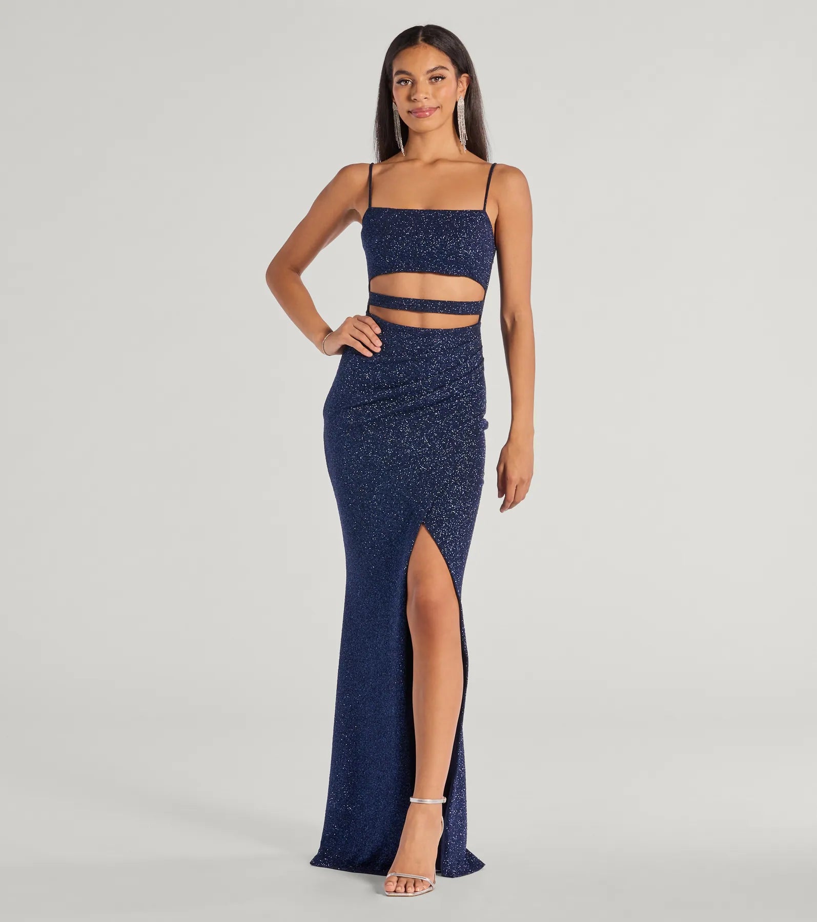 Candice Cutout Strappy Mermaid Glitter Formal Dress - Image 9