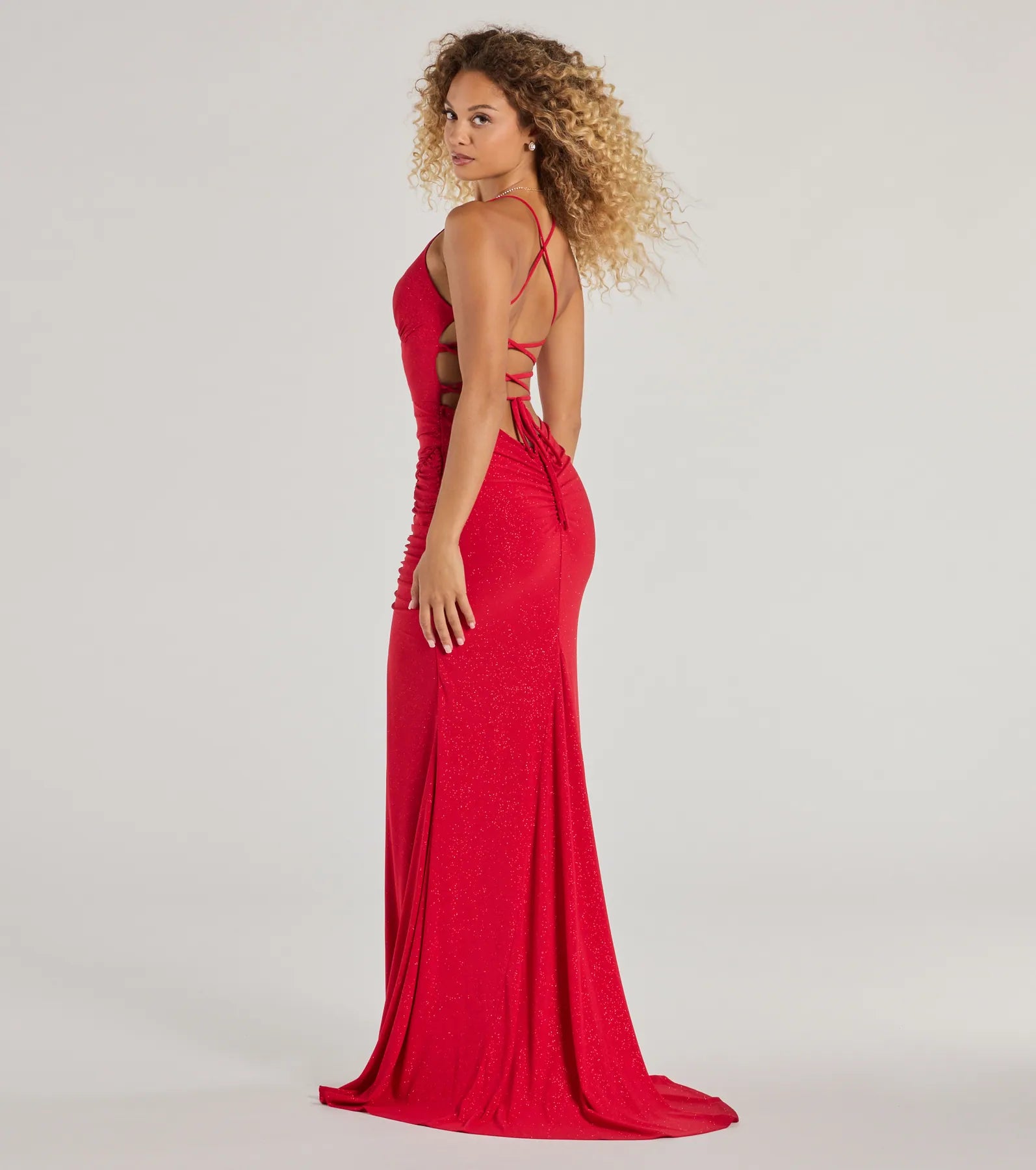 Ellora Lace Up Mermaid Glitter Formal Dress - Image 6