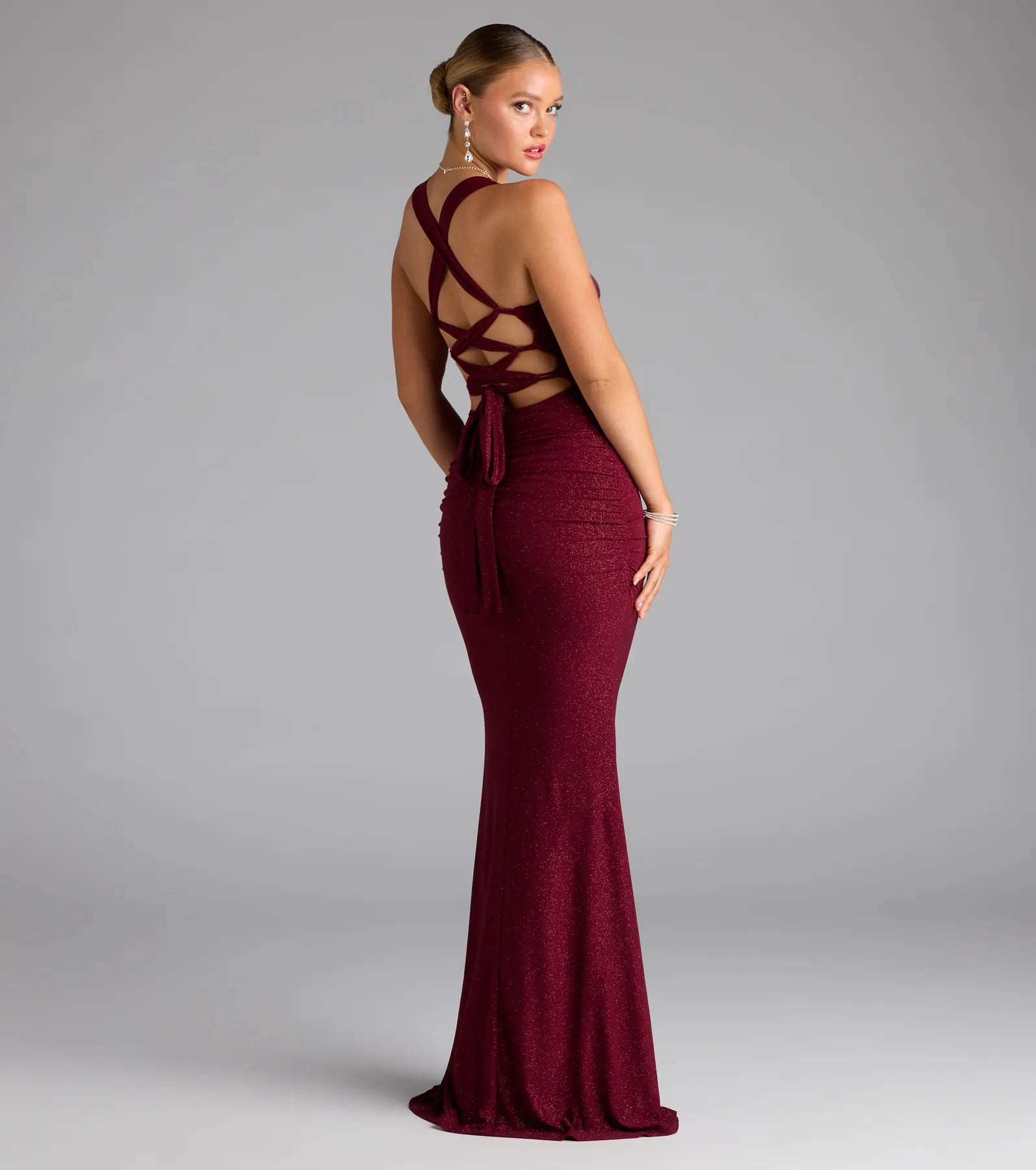 Tatiana Lace-Up Mermaid Glitter Formal Dress - Image 6