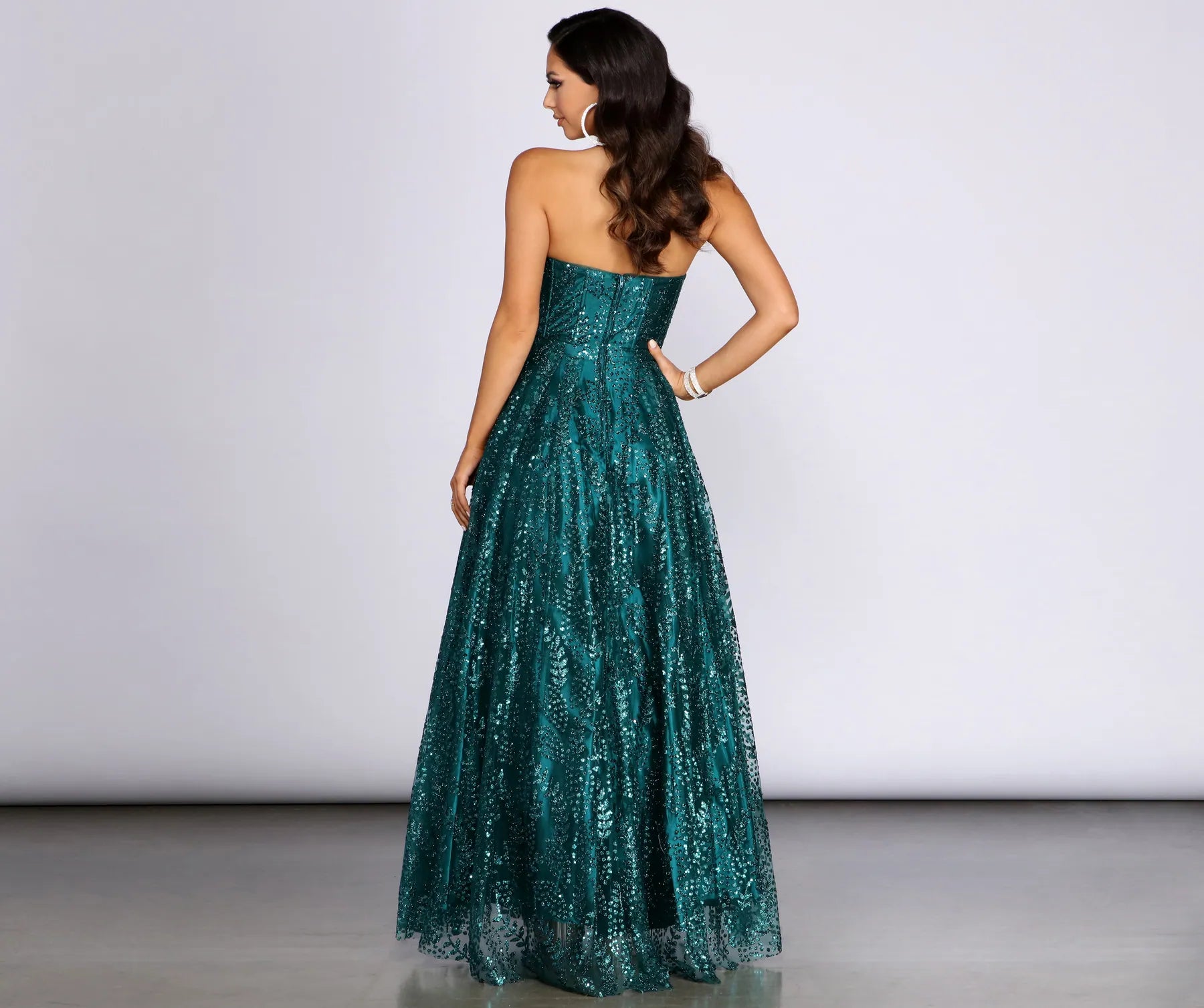 Rae Strapless Glitter Ball Gown - Image 2