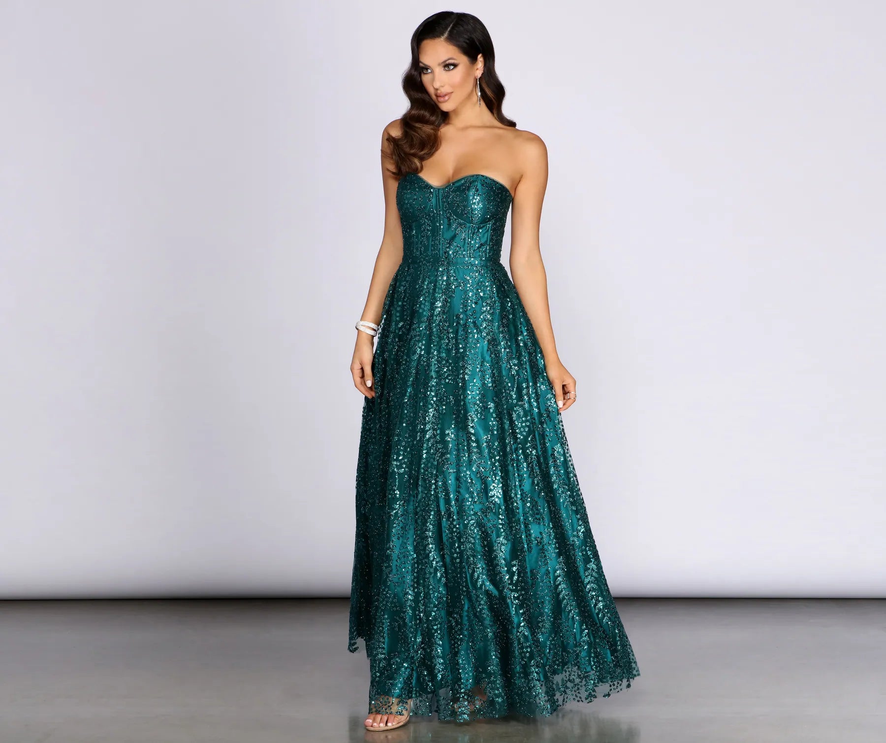 Rae Strapless Glitter Ball Gown - Image 4
