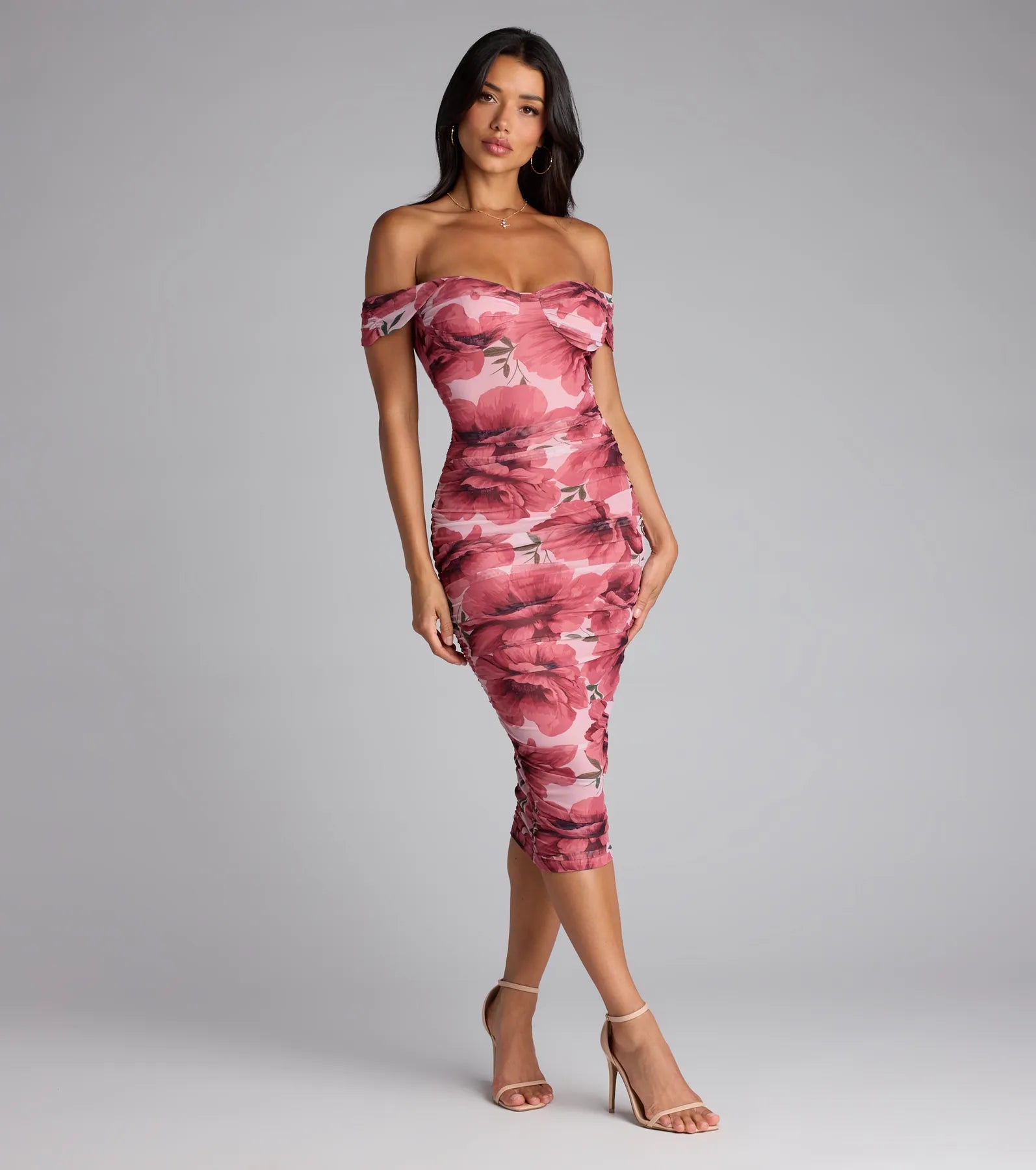 Crush Season Floral Mesh Midi Dress - Image 4
