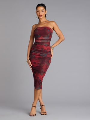 Love Struck Floral Mesh Midi Tube Dress