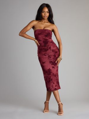Crushing On Velvet Flocked Floral Midi Dress