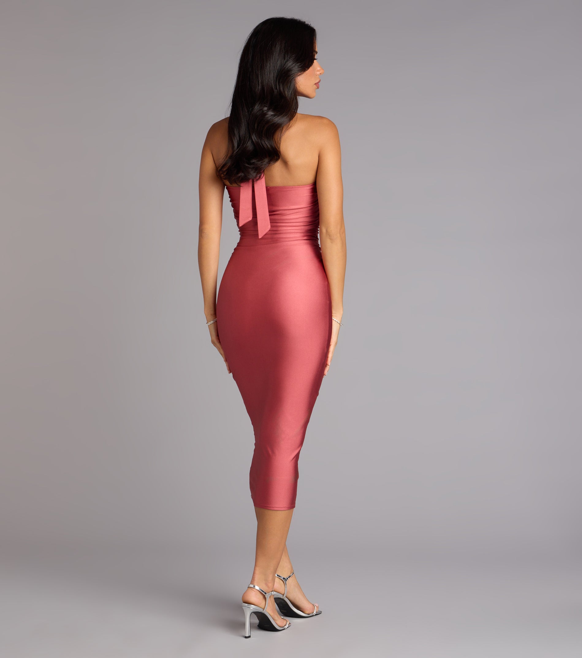 Sultry Sophistication Halter Bodycon Midi Dress - Image 2