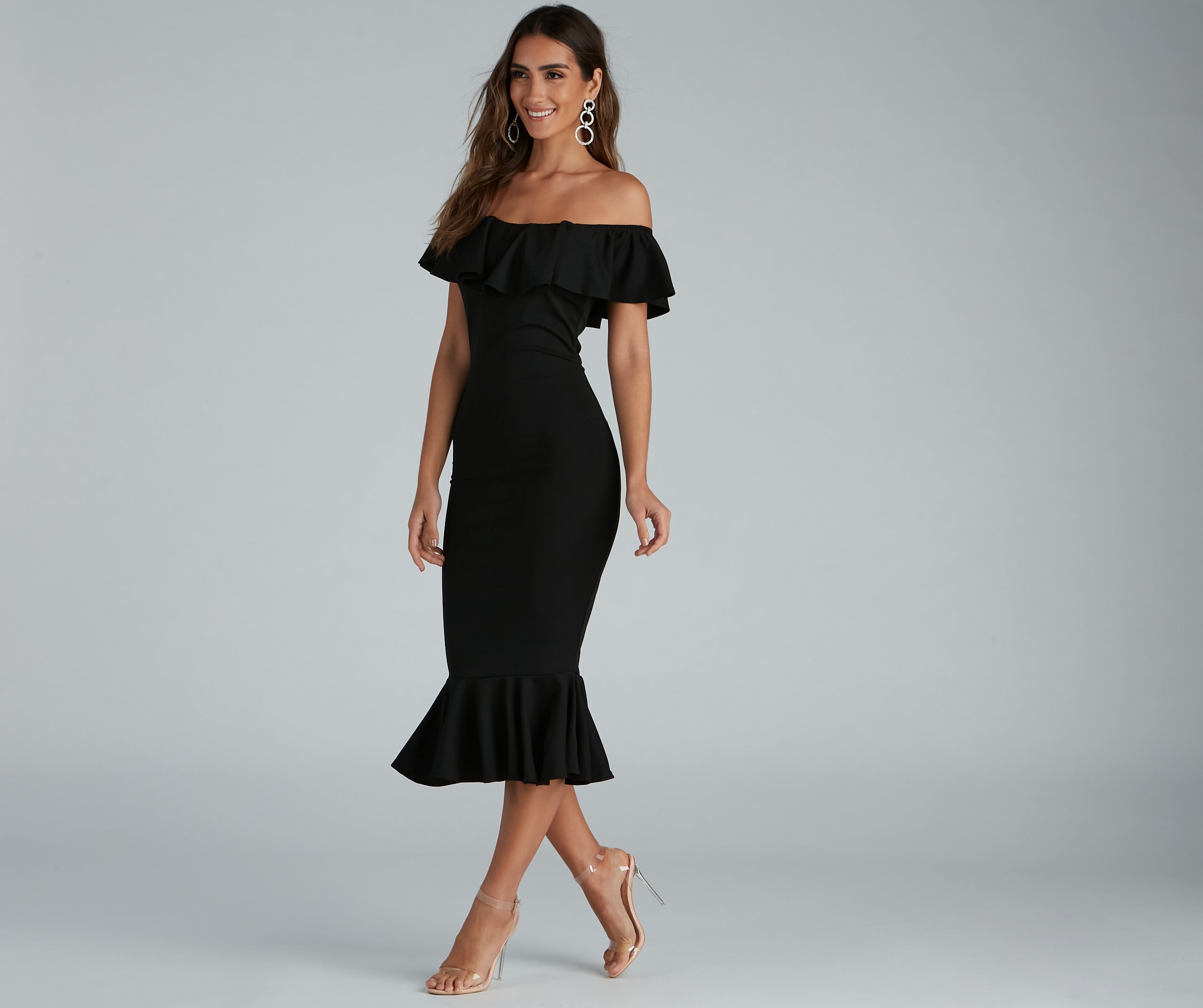 A Stylish Affair Ruffled Midi Dress - Image 4