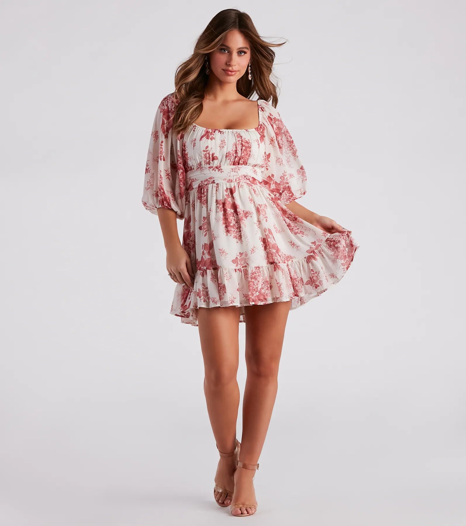 Sunday Girl Floral Chiffon Skater Dress - Image 3