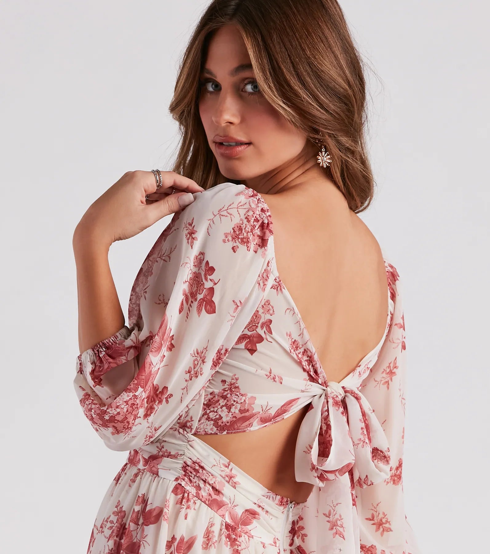 Sunday Girl Floral Chiffon Skater Dress - Image 4