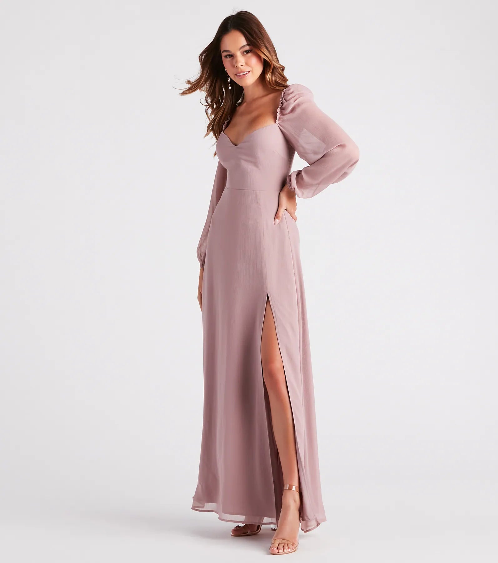 Sheer Beauty Chiffon Slit Maxi Dress - Image 3