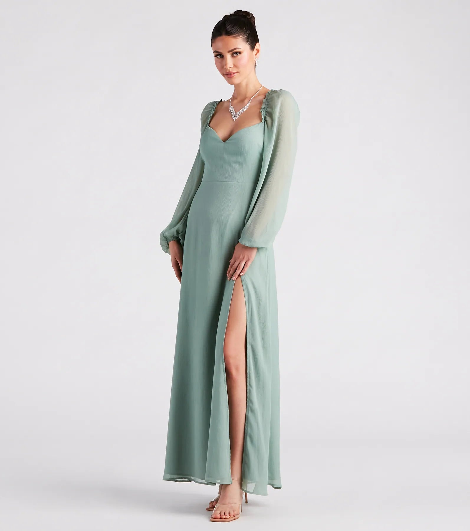 Sheer Beauty Chiffon Slit Maxi Dress - Image 5