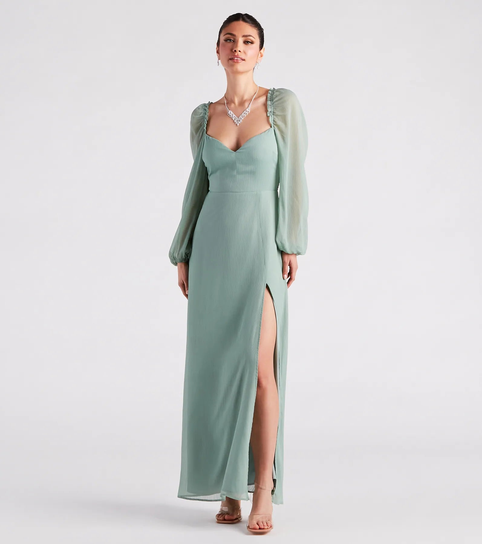 Sheer Beauty Chiffon Slit Maxi Dress - Image 7