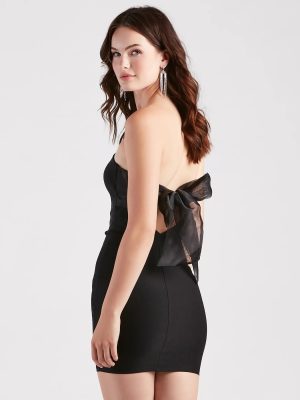 Look Back At Me Strapless Bow Mini Dress