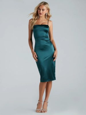 Fine Like Wine Satin Sleeveless Midi Dress