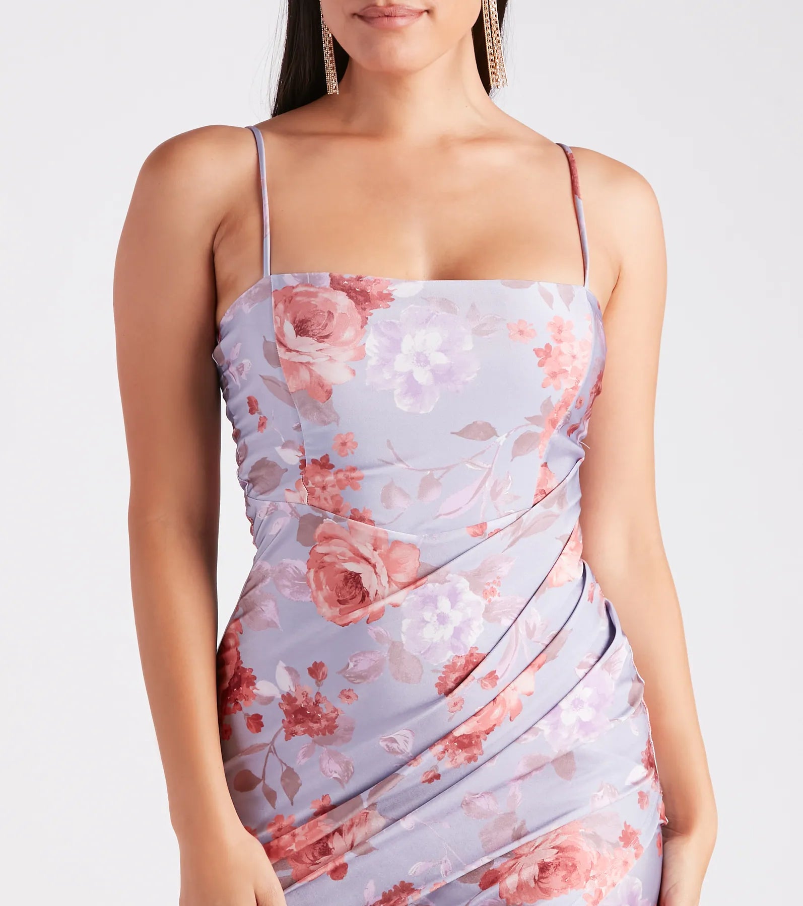 Made You Wink Floral Satin Midi Dress - Image 12