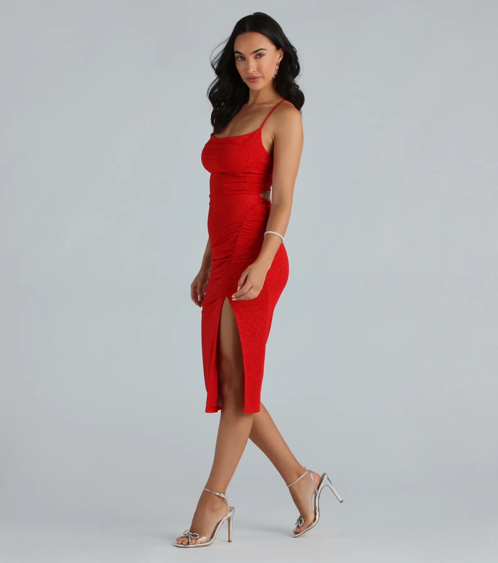 Glam Obsession Glitter Mesh Midi Dress - Image 3