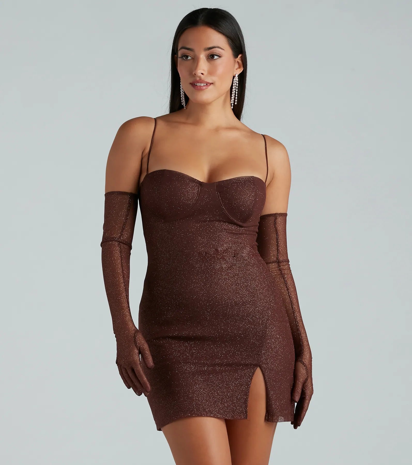 Main Attraction Glitter Mini Dress And Gloves Set - Image 5